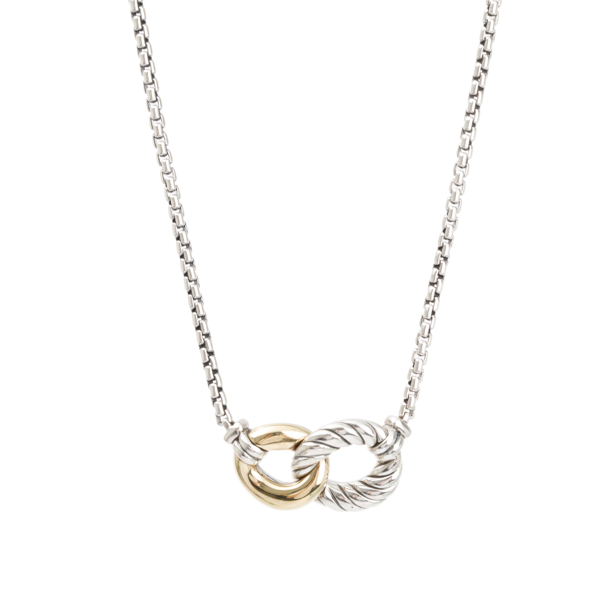 David Yurman Sterling Silver & 18k Yellow Belmont Curb Link Necklace