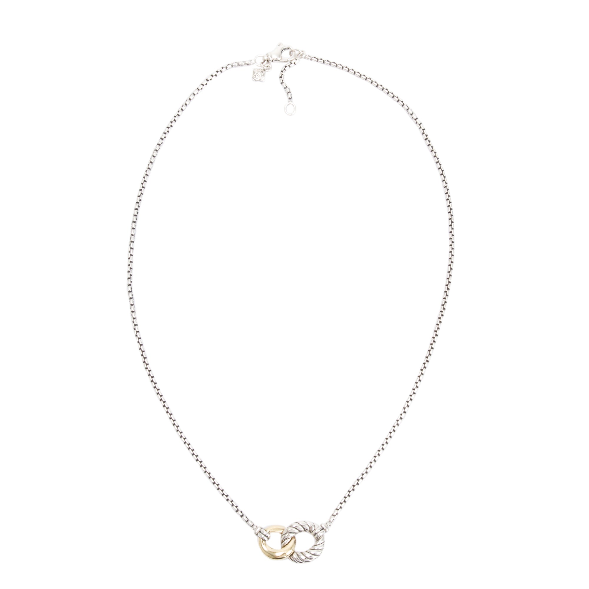 David Yurman Sterling Silver & 18k Yellow Belmont Curb Link Necklace