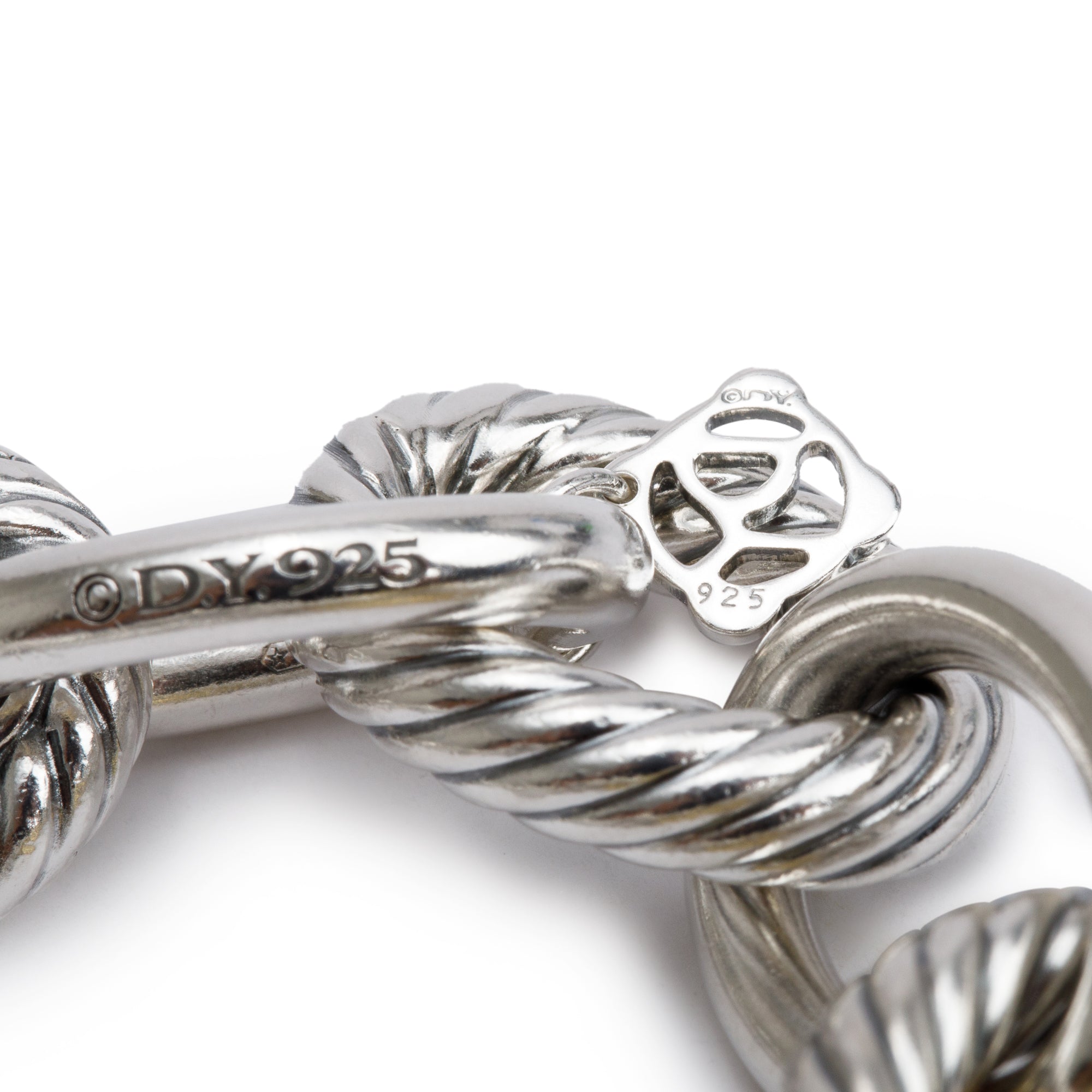 David Yurman Sterling Silver & 18k Yellow Bonded Gold Oval Link Chain Bracelet, 19 MM