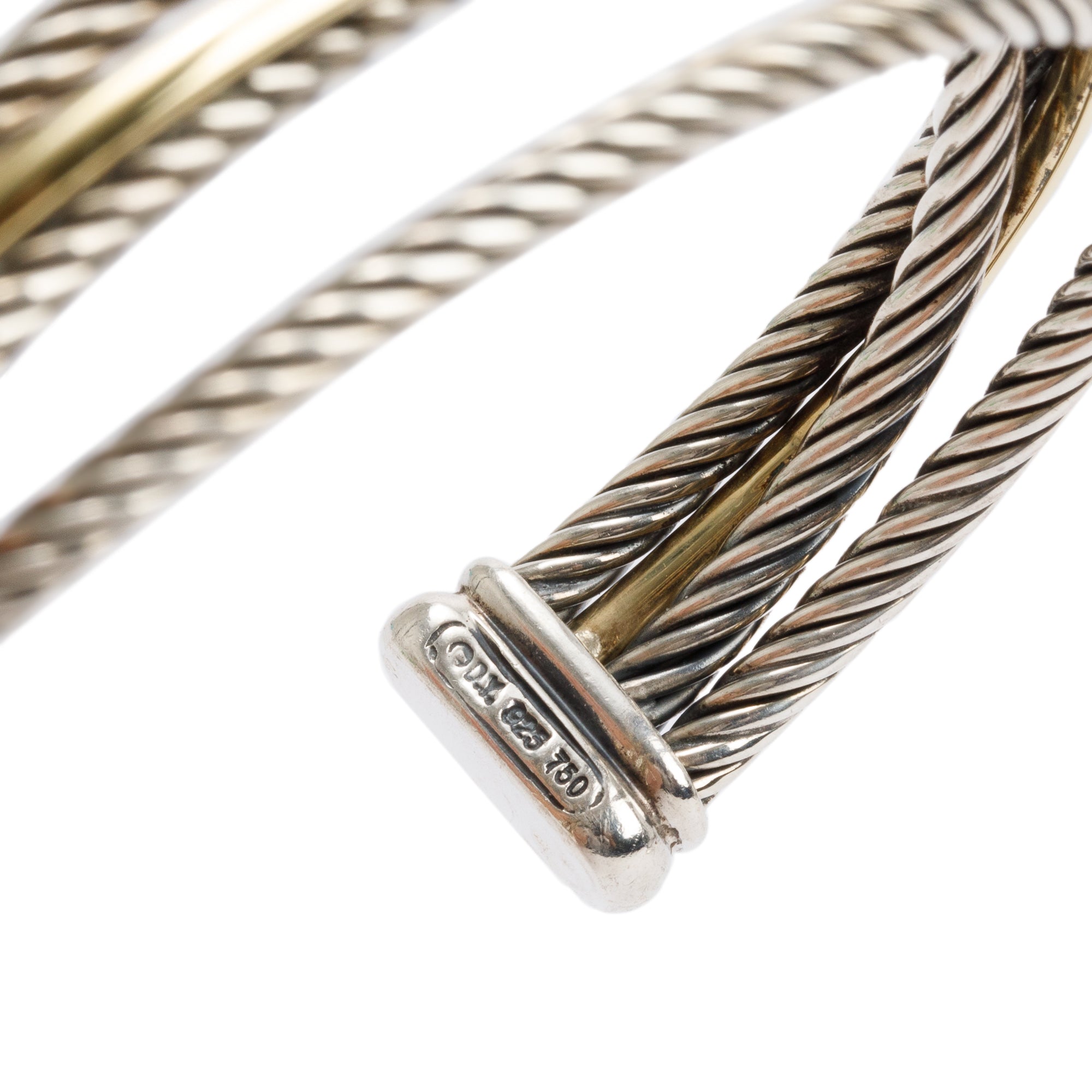 David Yurman Sterling Silver & 18k Yellow Gold 16 MM Crossover Cuff Bracelet
