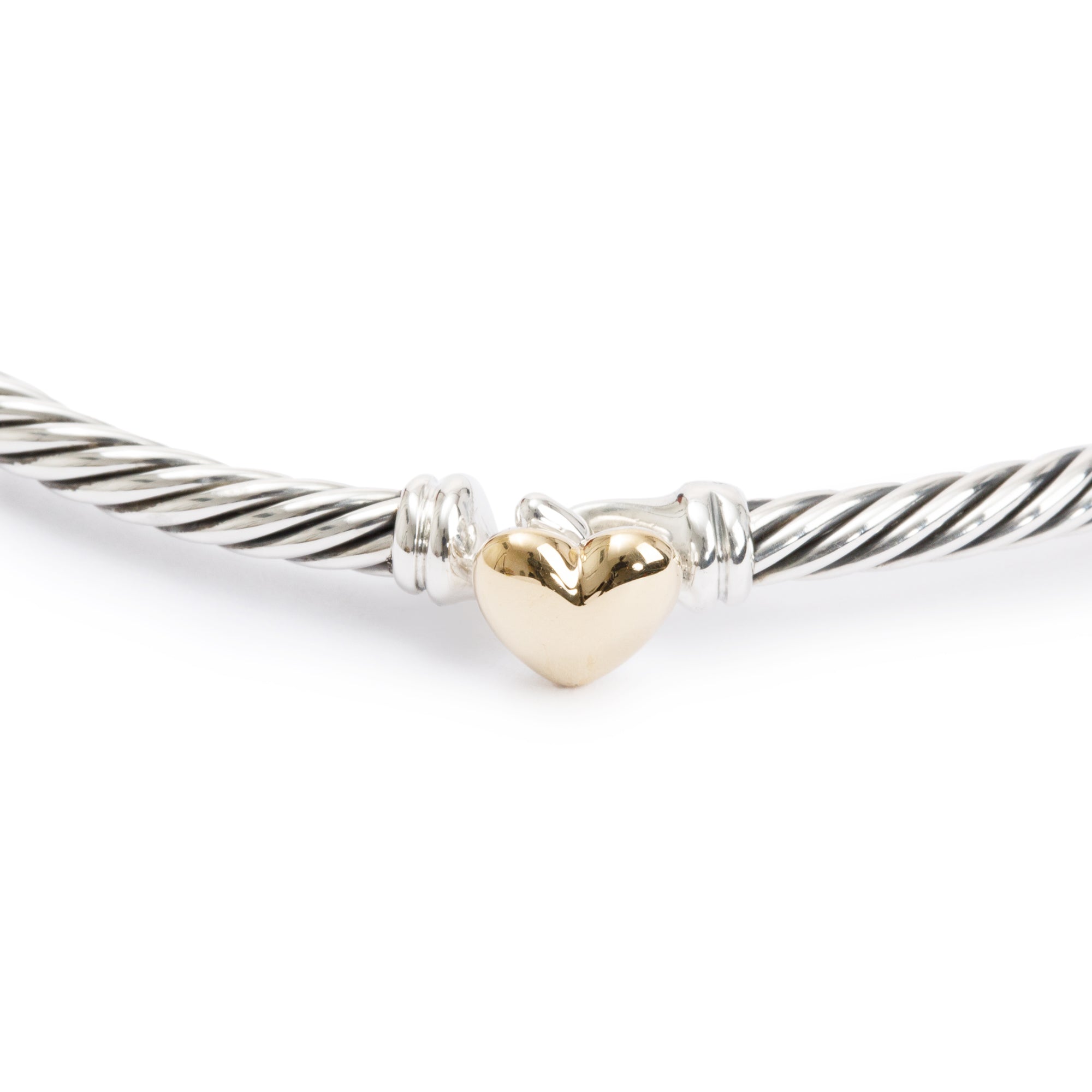 David Yurman Sterling Silver & 18k Yellow Gold 3 MM Cable Collectibles Heart Bracelet