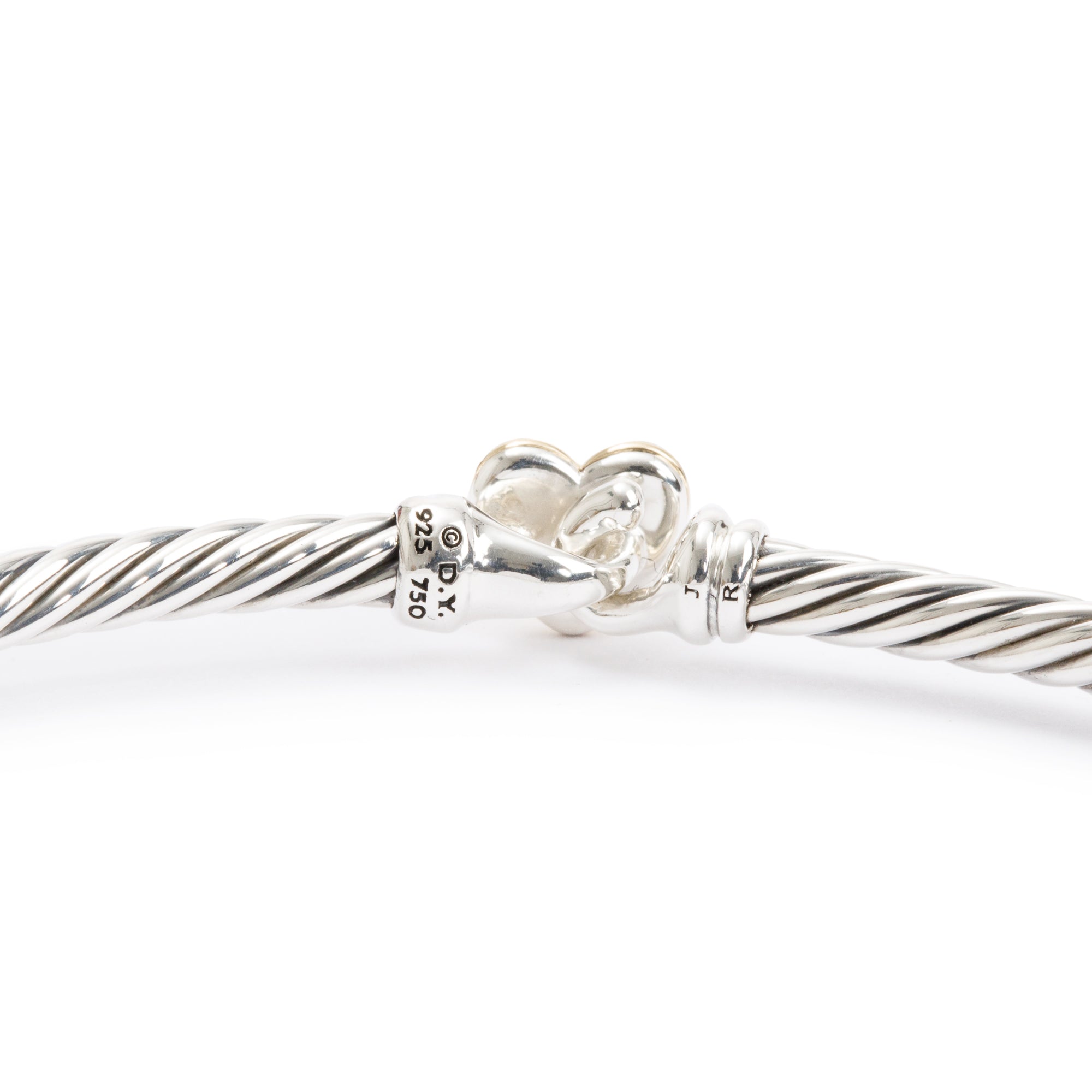 David Yurman Sterling Silver & 18k Yellow Gold 3 MM Cable Collectibles Heart Bracelet