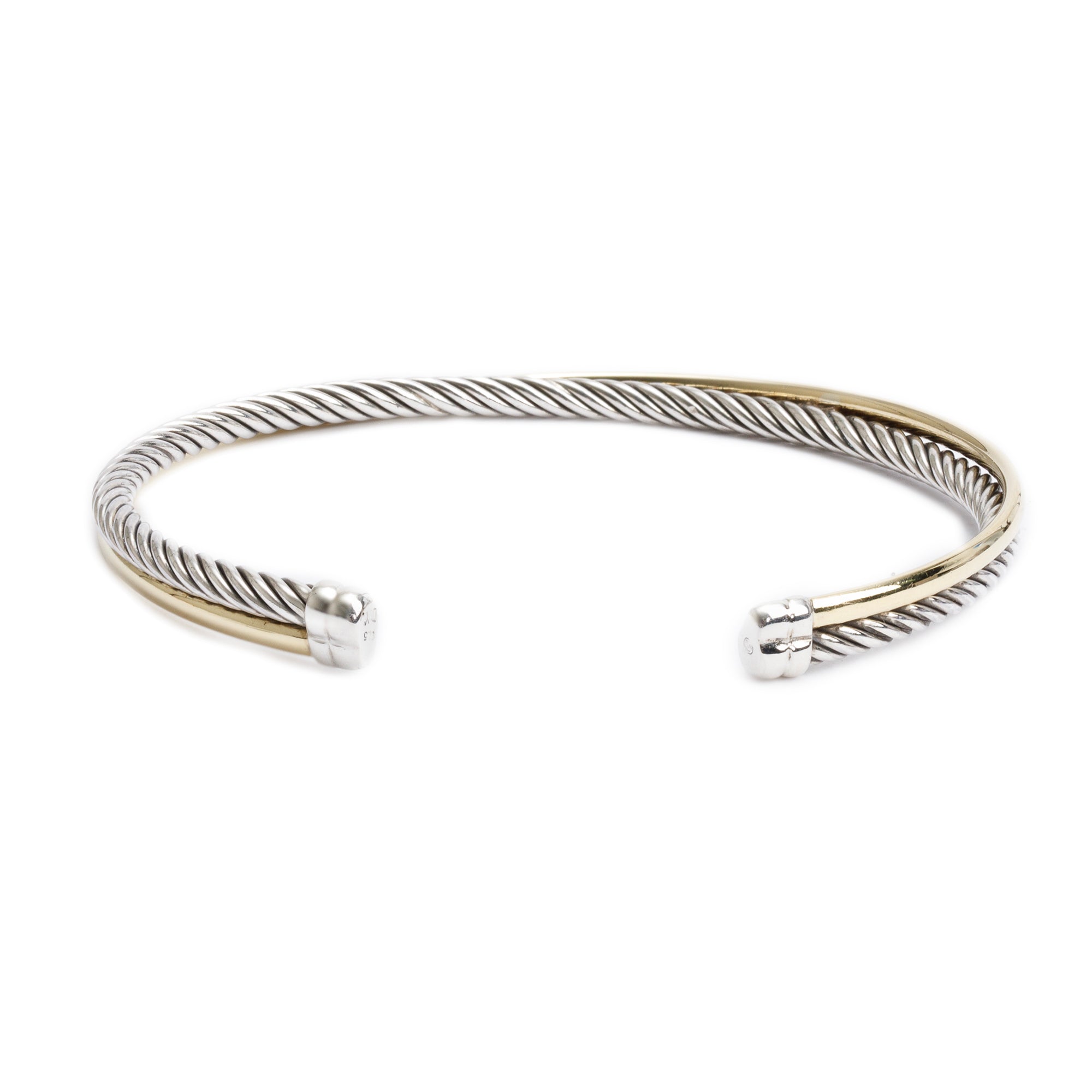 David Yurman Sterling Silver & 18k Yellow Gold 3 MM Crossover Cuff Bracelet