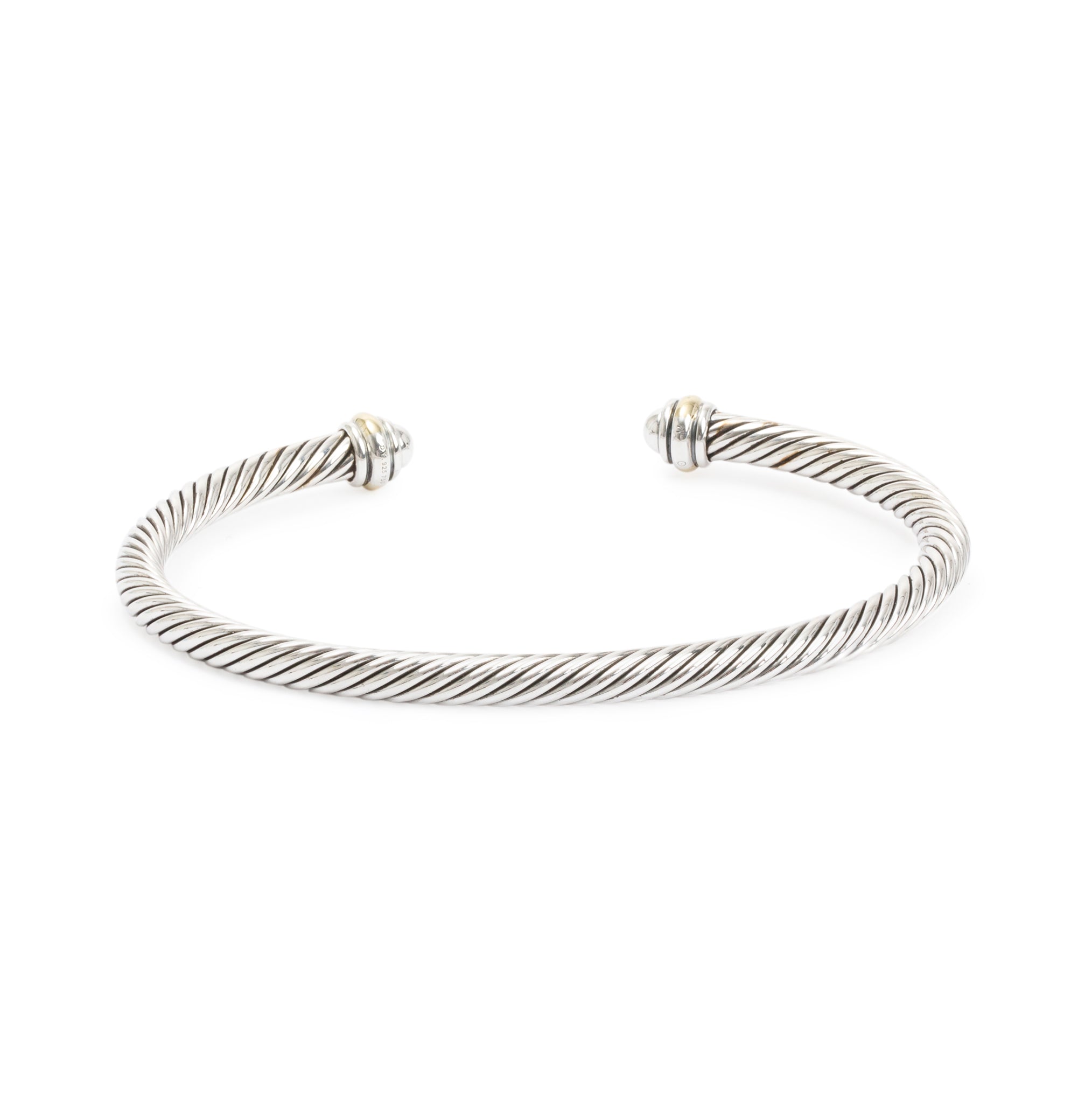 David Yurman Sterling Silver & 18k Yellow Gold 4MM Classic Cable Cuff Bracelet