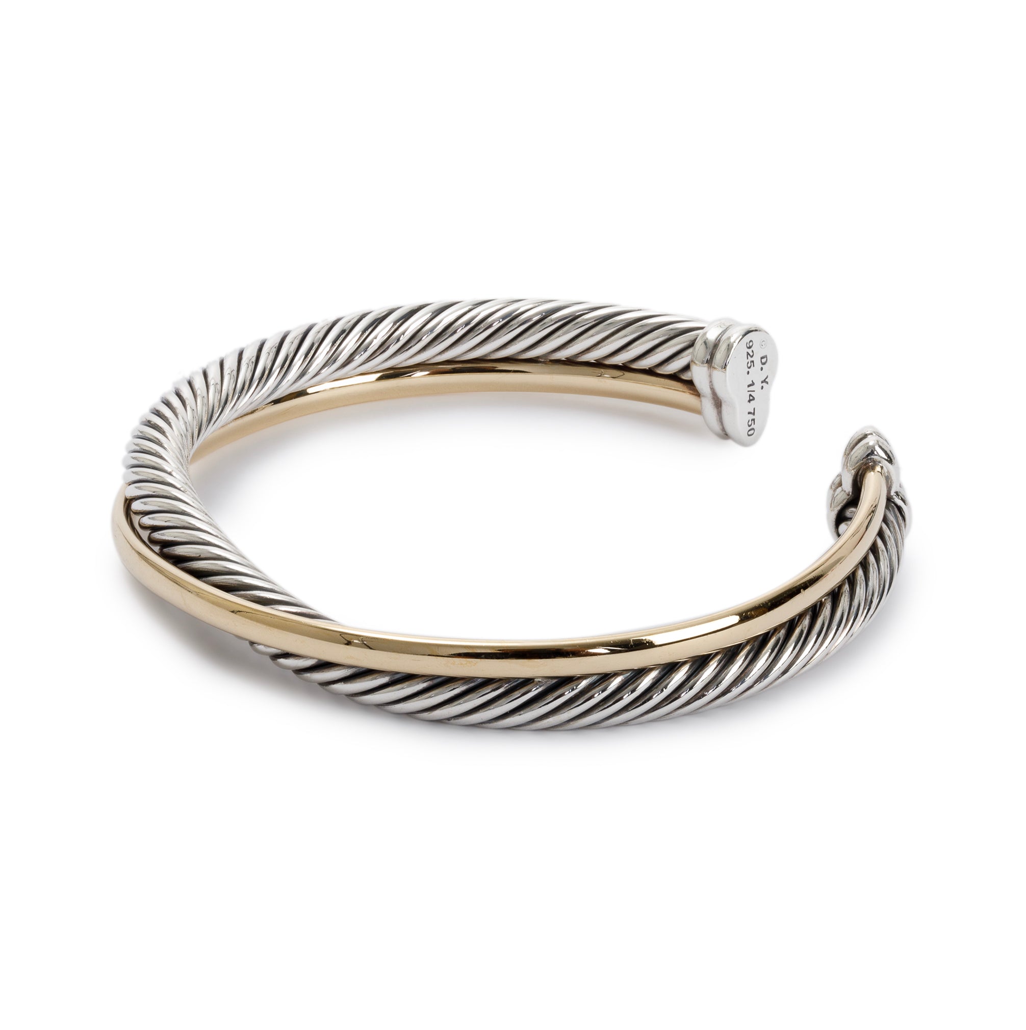 David Yurman Sterling Silver & 18k Yellow Gold 5 MM Crossover Cuff Bracelet