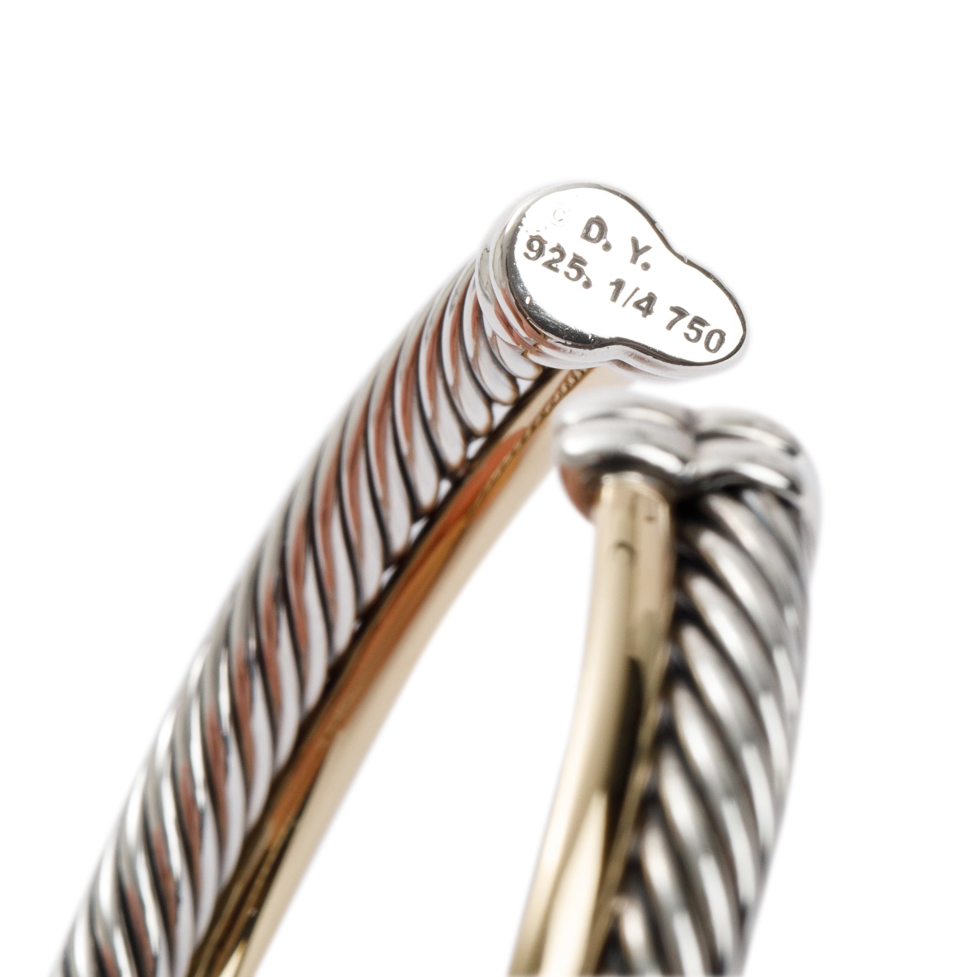 David Yurman Sterling Silver & 18k Yellow Gold 5 MM Crossover Cuff Bracelet