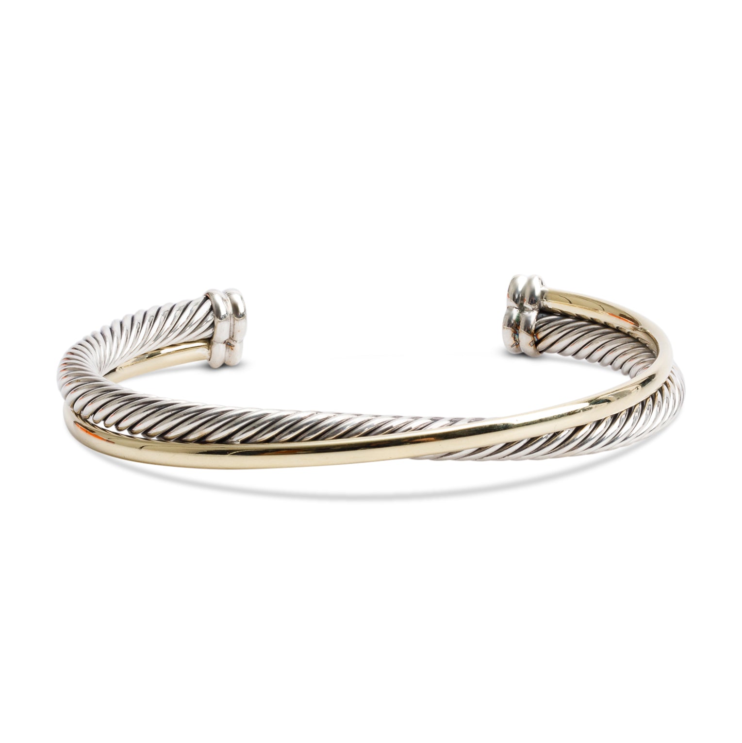 David Yurman Sterling Silver & 18k Yellow Gold 5 MM Crossover Cuff Bracelet