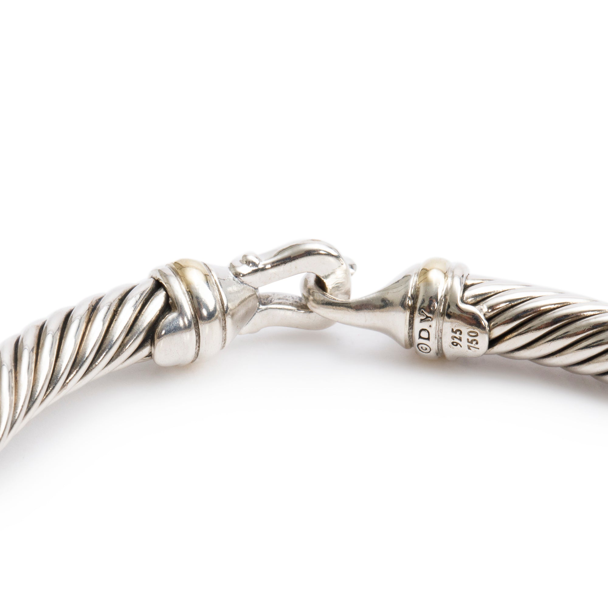 David Yurman Sterling Silver & 18k Yellow Gold 5MM Cable Buckle Bracelet