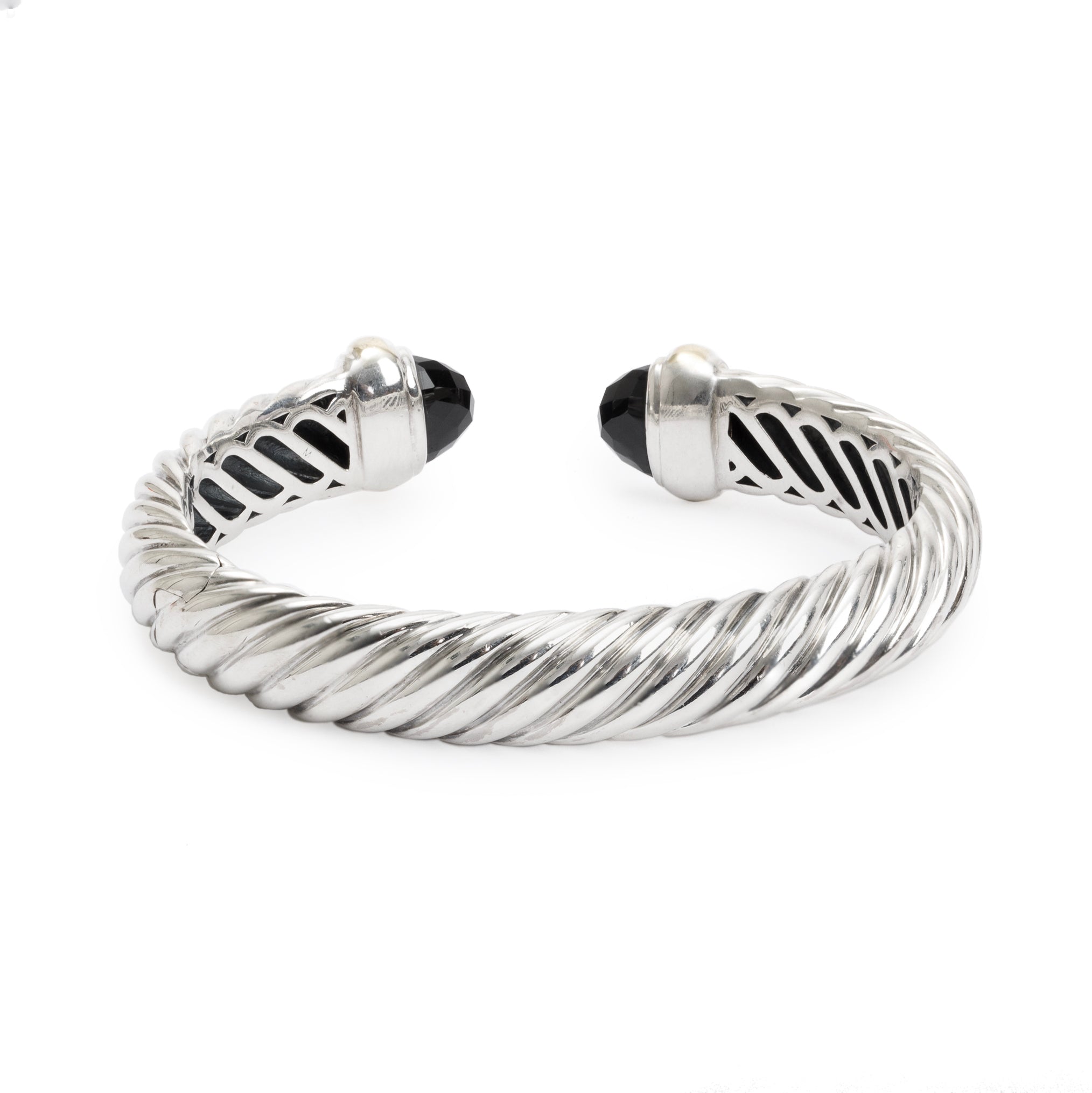 David Yurman Sterling Silver & 18k Yellow Gold Black Onyx 10MM Cable Waverly Bracelet