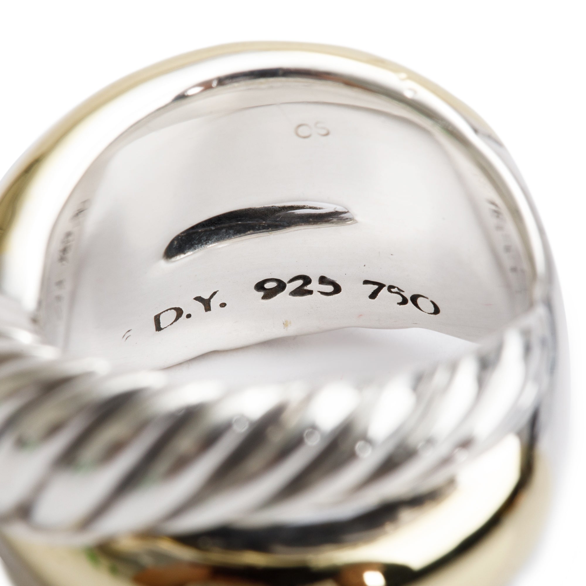 David Yurman Sterling Silver & 18k Yellow Gold Cable Crossover Ring, Size 6