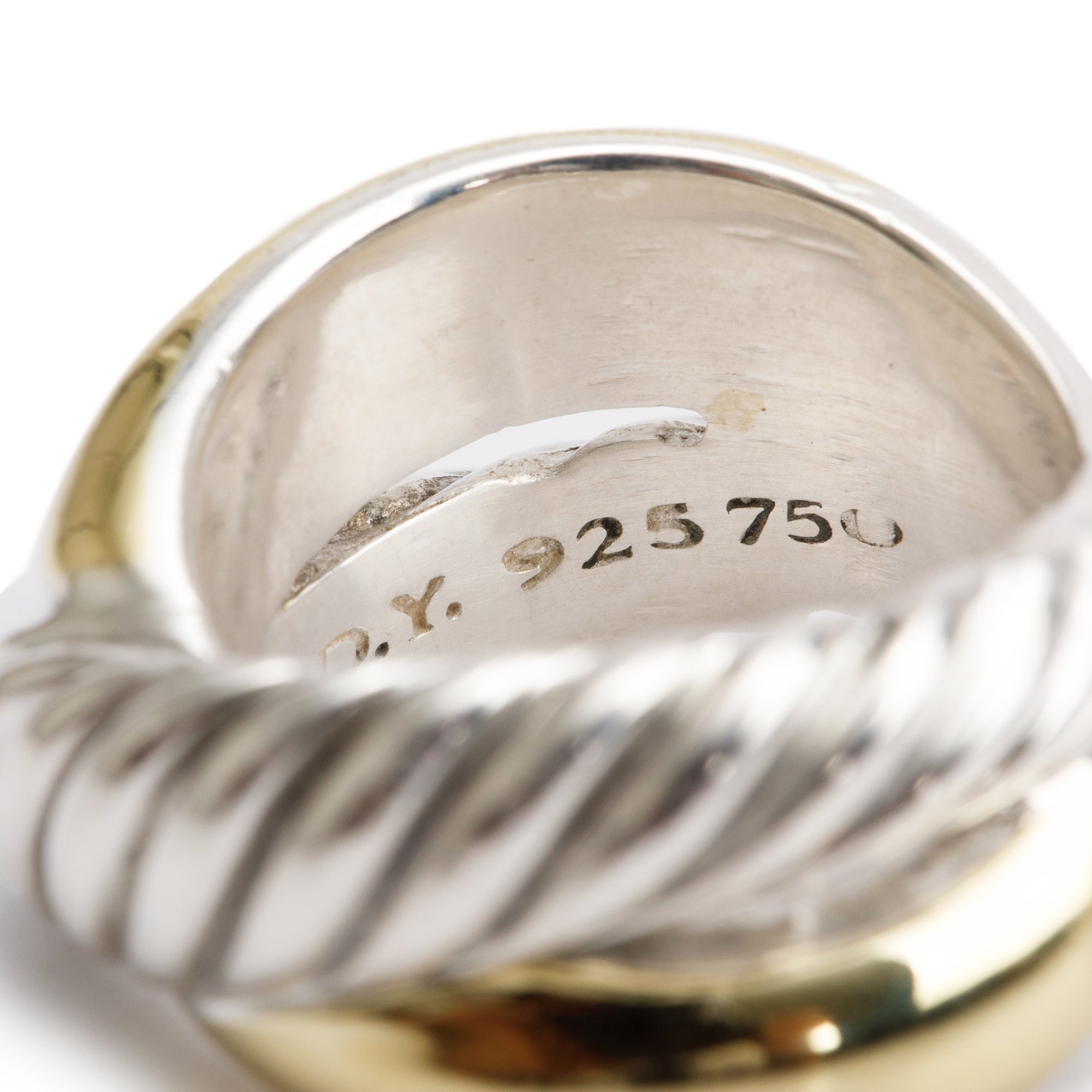 David Yurman Sterling Silver & 18k Yellow Gold Cable Crossover Ring, Size 7