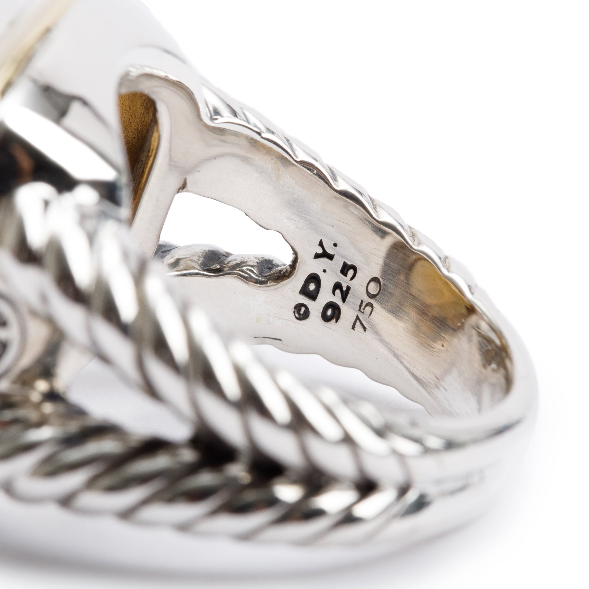 David Yurman Sterling Silver & 18k Yellow Gold Citrine Albion Ring, Size 10