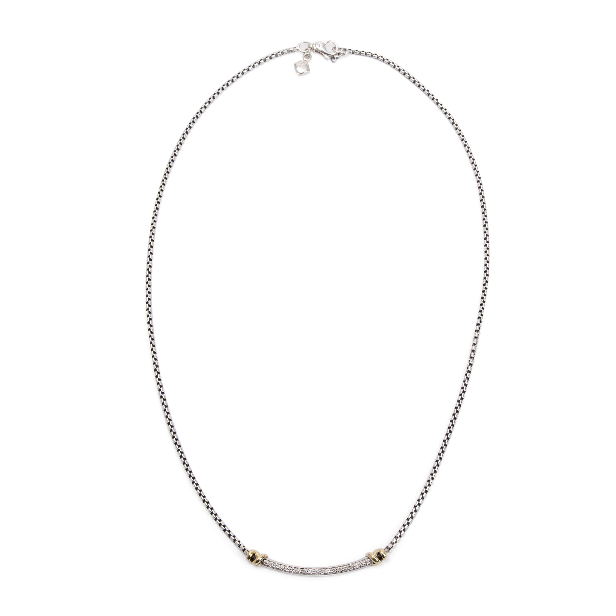 David Yurman Sterling Silver & 18k Yellow Gold Diamond Petite Helena Wrap Station Necklace