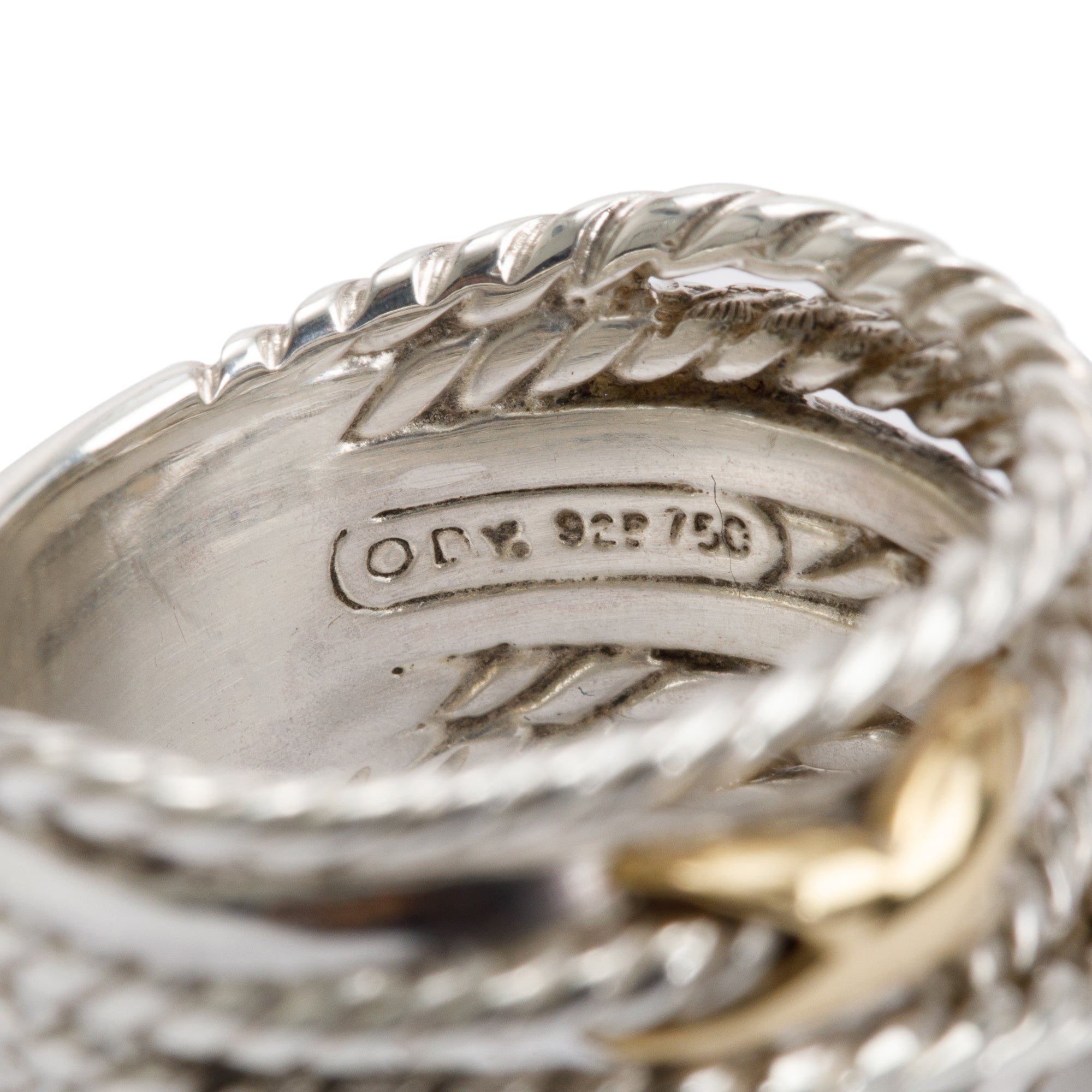 David Yurman Sterling Silver & 18k Yellow Gold Double 'X' Crossover Ring, Size 6.5