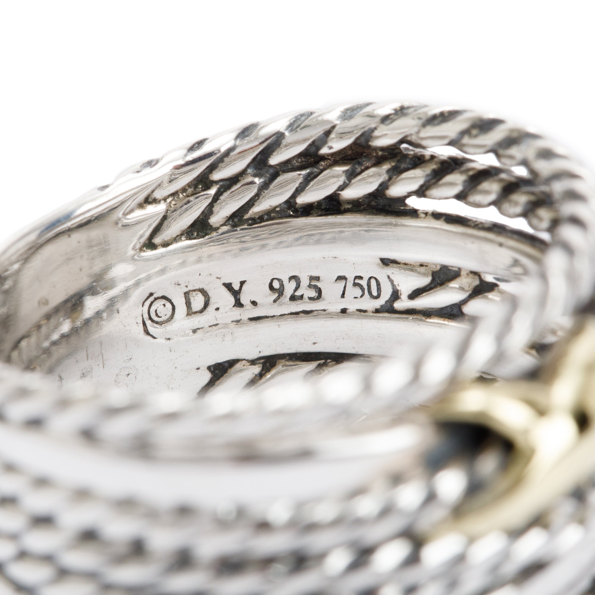 David Yurman Sterling Silver & 18k Yellow Gold Double 'X' Crossover Ring, Size 8