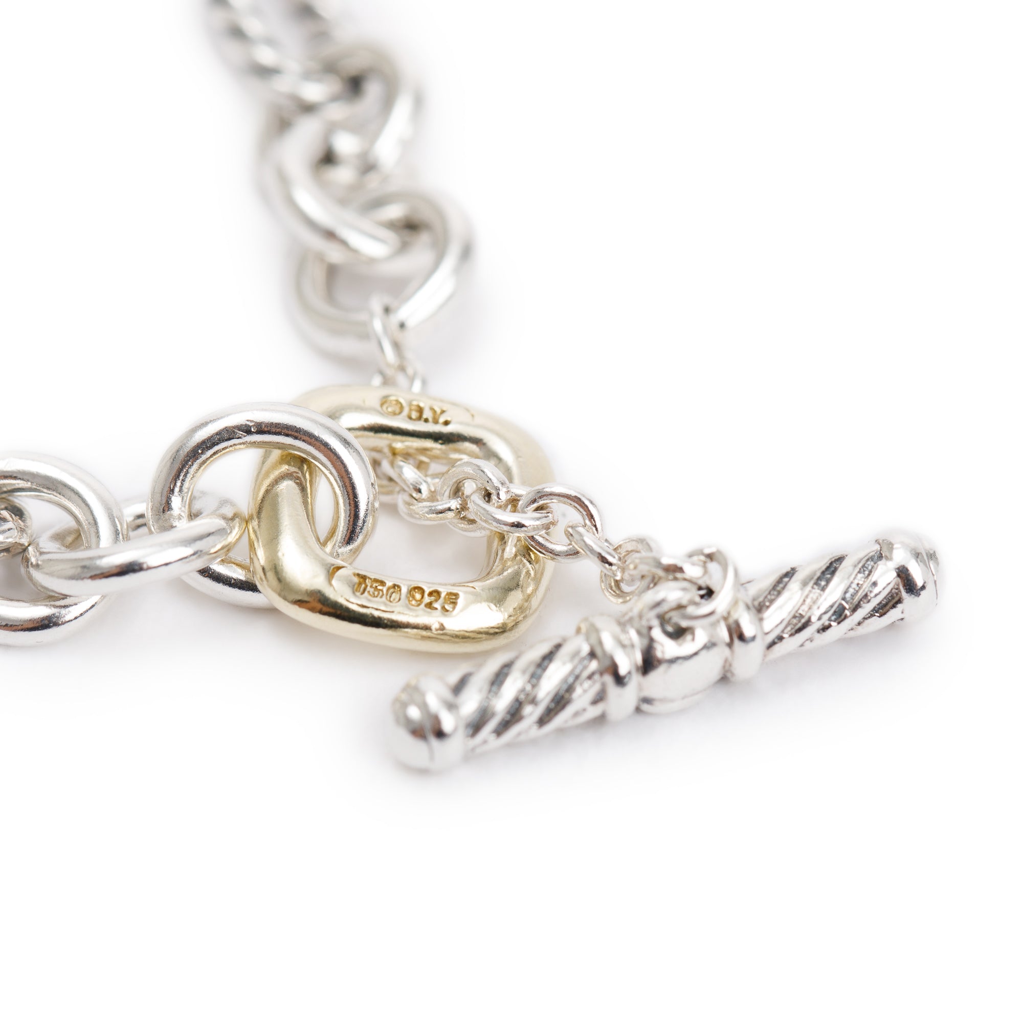 David Yurman Sterling Silver & 18k Yellow Gold Figaro Chain Necklace