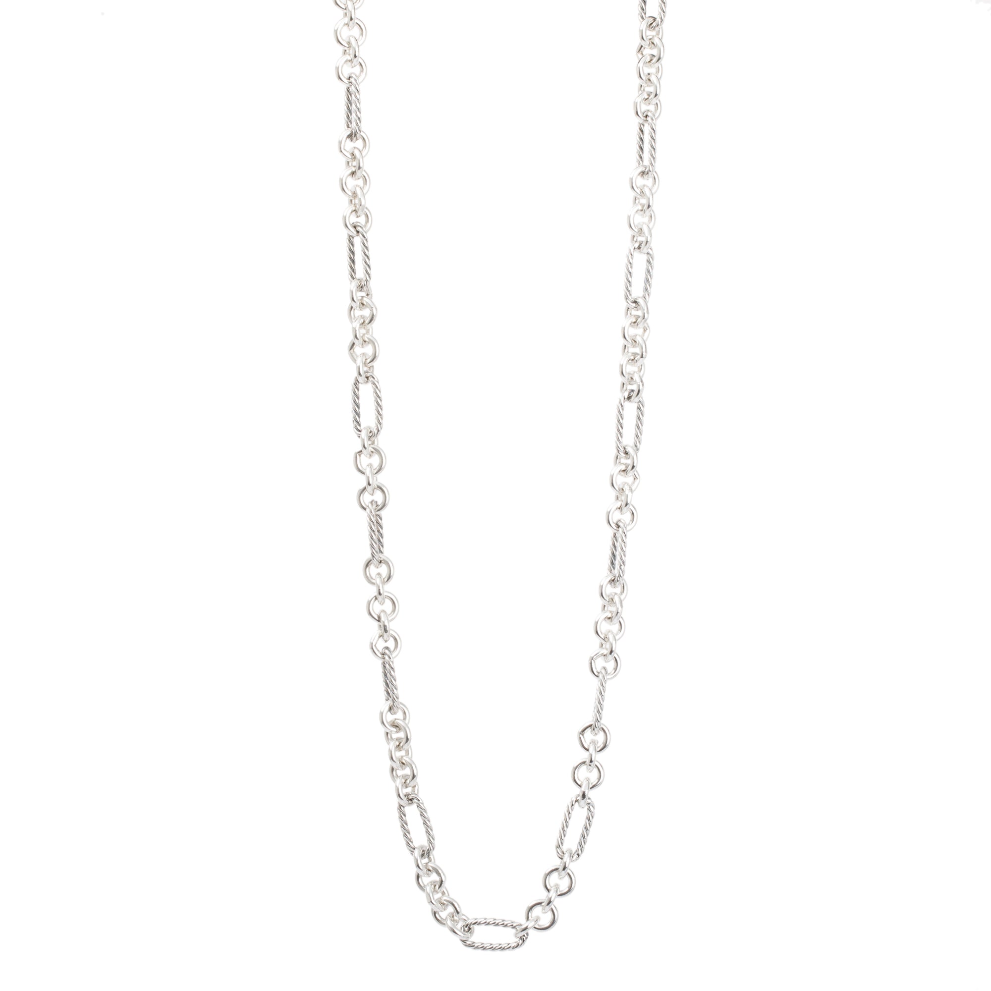 David Yurman Sterling Silver & 18k Yellow Gold Figaro Chain Necklace