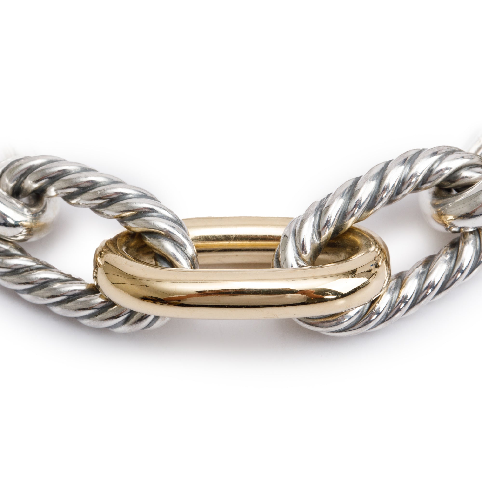 David Yurman Sterling Silver & 18k Yellow Gold Madison Chain Bracelet, 13.5 MM