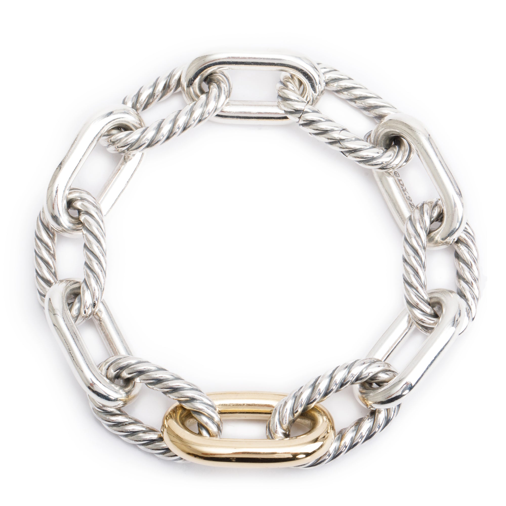 David Yurman Sterling Silver & 18k Yellow Gold Madison Chain Bracelet, 13.5 MM