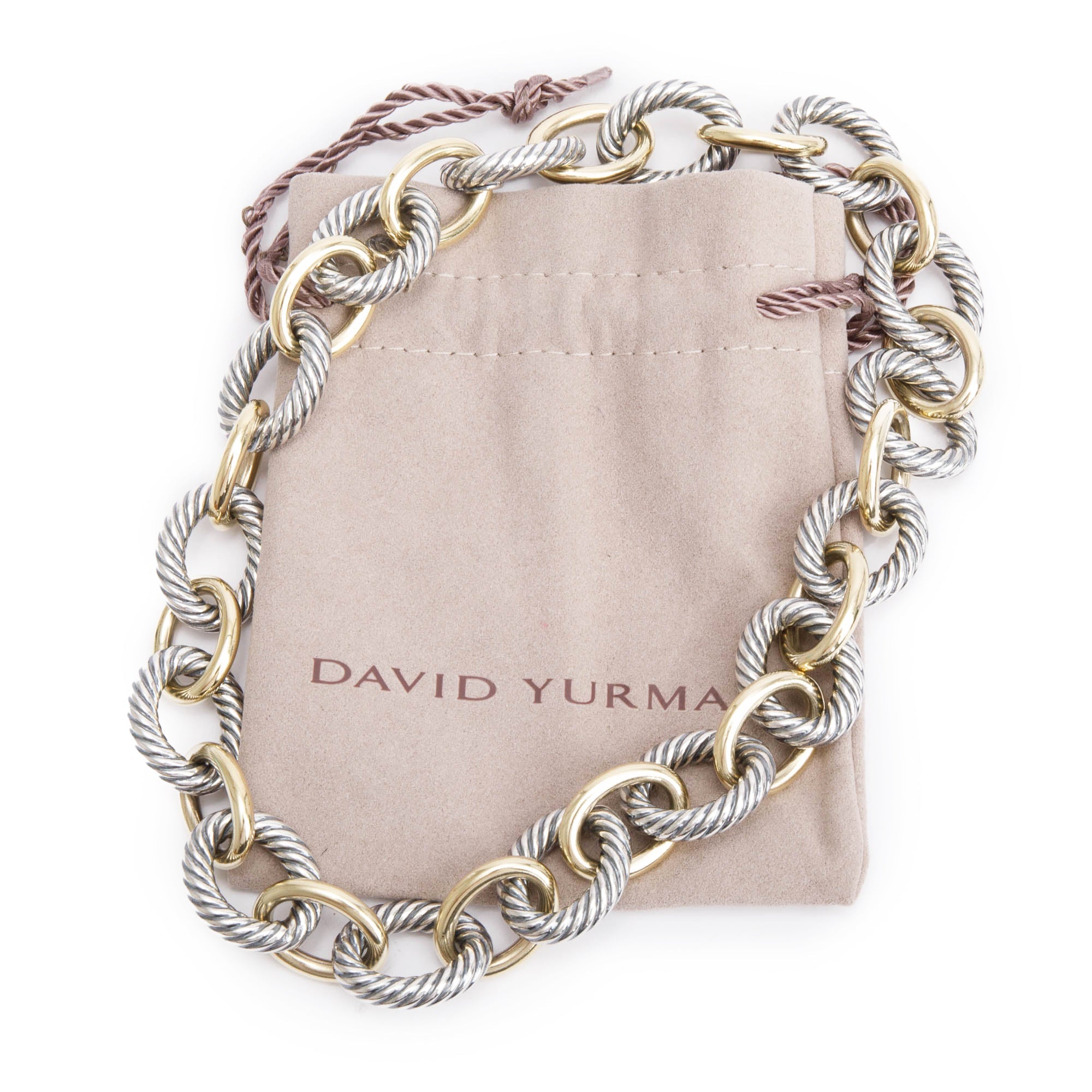 David Yurman Sterling Silver & 18k Yellow Gold Oval Link Chain Necklace