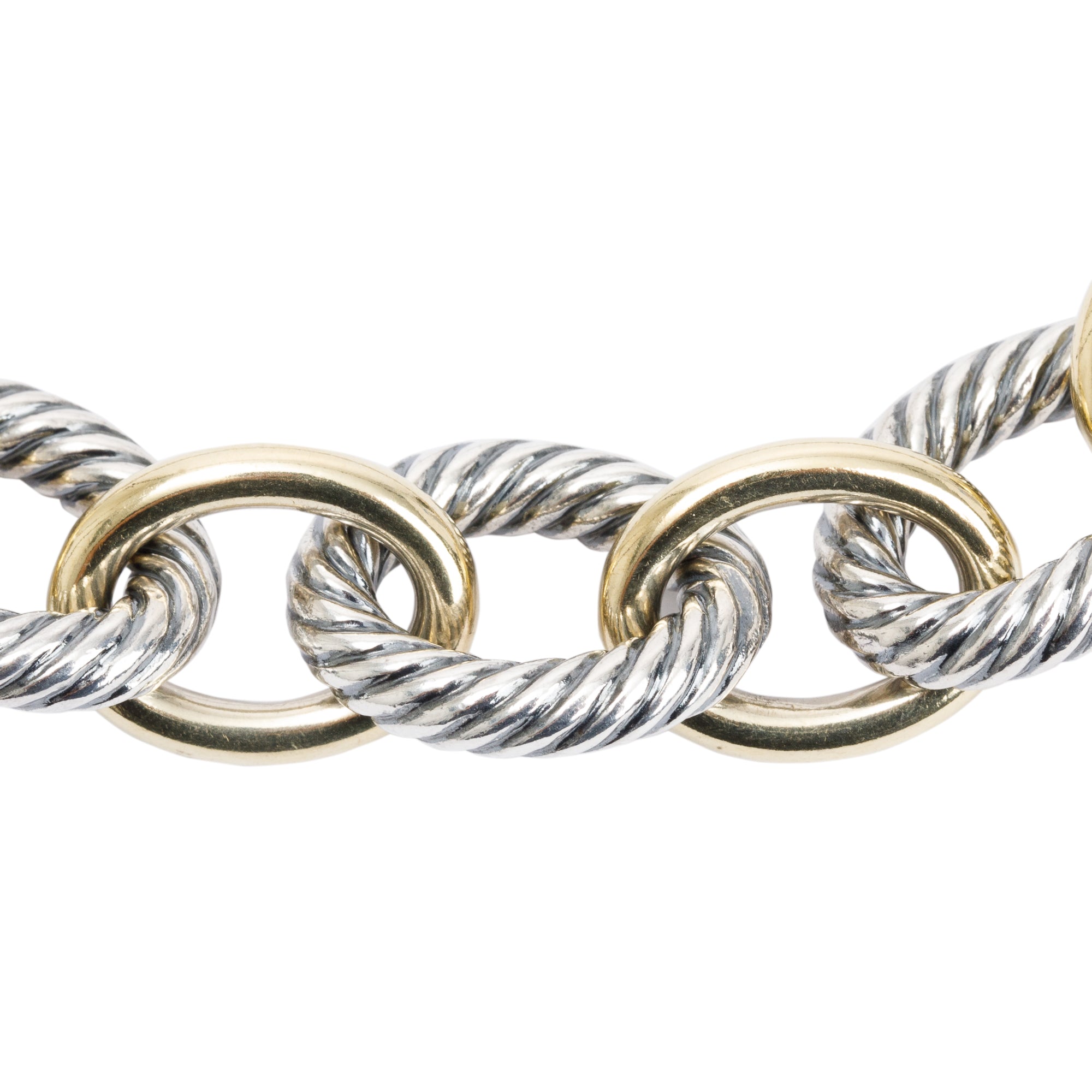 David Yurman Sterling Silver & 18k Yellow Gold Oval Link Chain Necklace