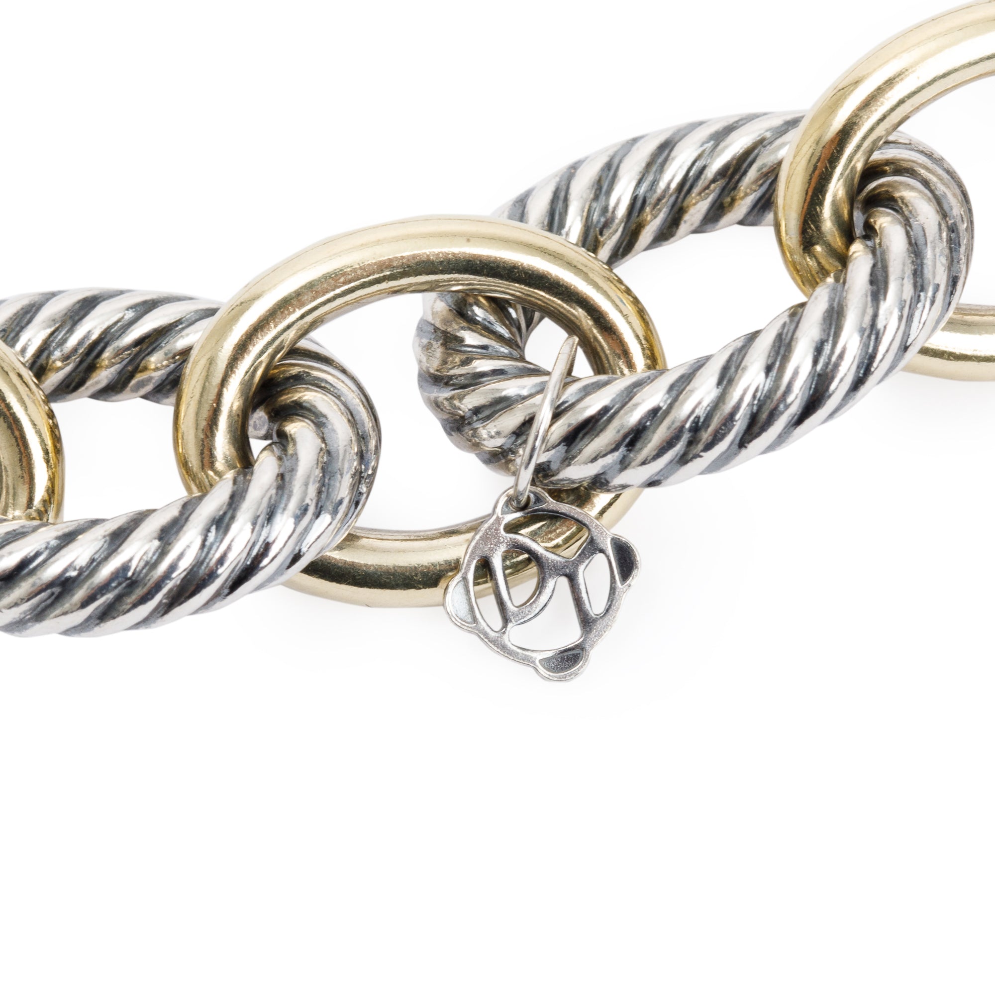 David Yurman Sterling Silver & 18k Yellow Gold Oval Link Chain Necklace