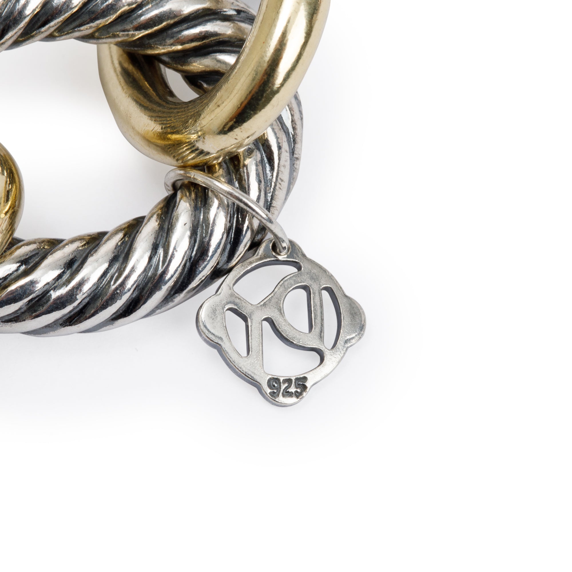 David Yurman Sterling Silver & 18k Yellow Gold Oval Link Chain Necklace