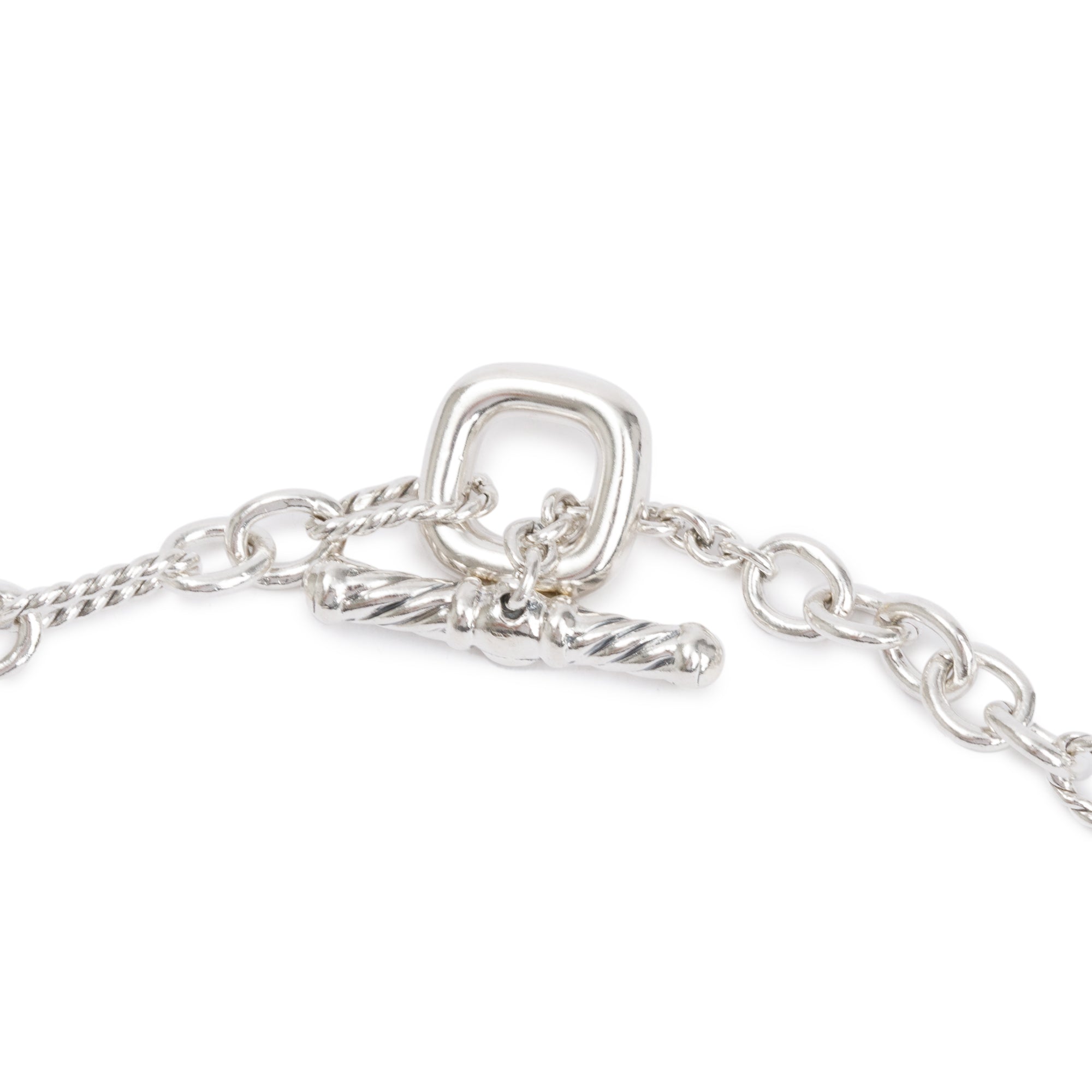 David Yurman Sterling Silver & 18k Yellow Gold Pearl Figaro Chain Station Necklace