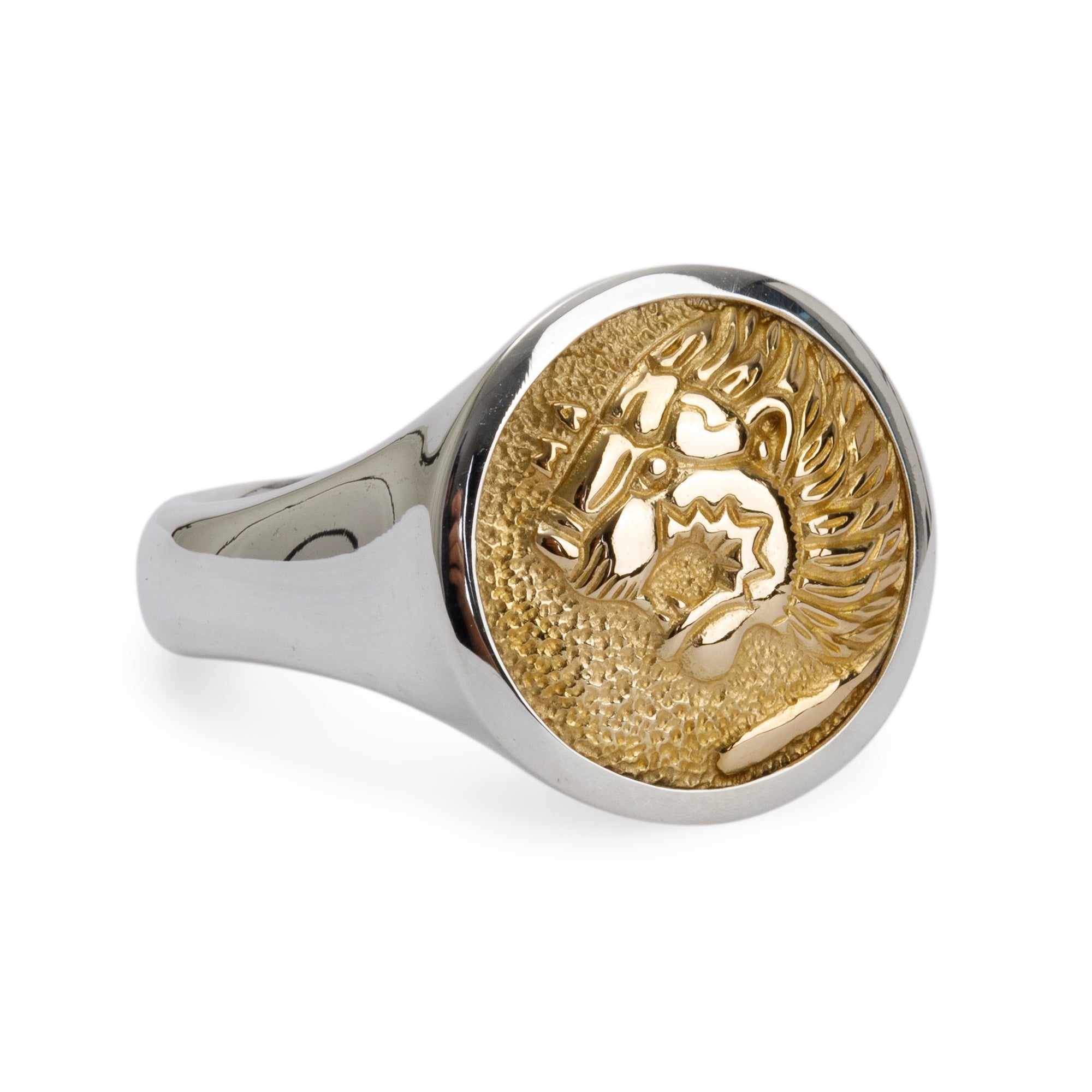 David Yurman Sterling Silver & 18k Yellow Gold Petrvs Lion Pinky Ring, Size 6