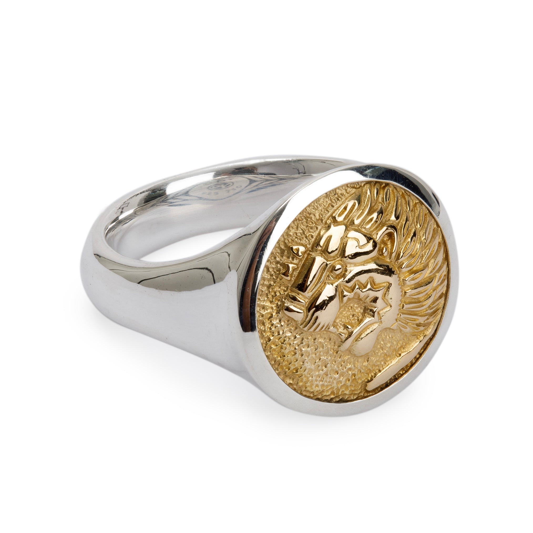 David Yurman Sterling Silver & 18k Yellow Gold Petrvs Lion Pinky Ring, Size 6