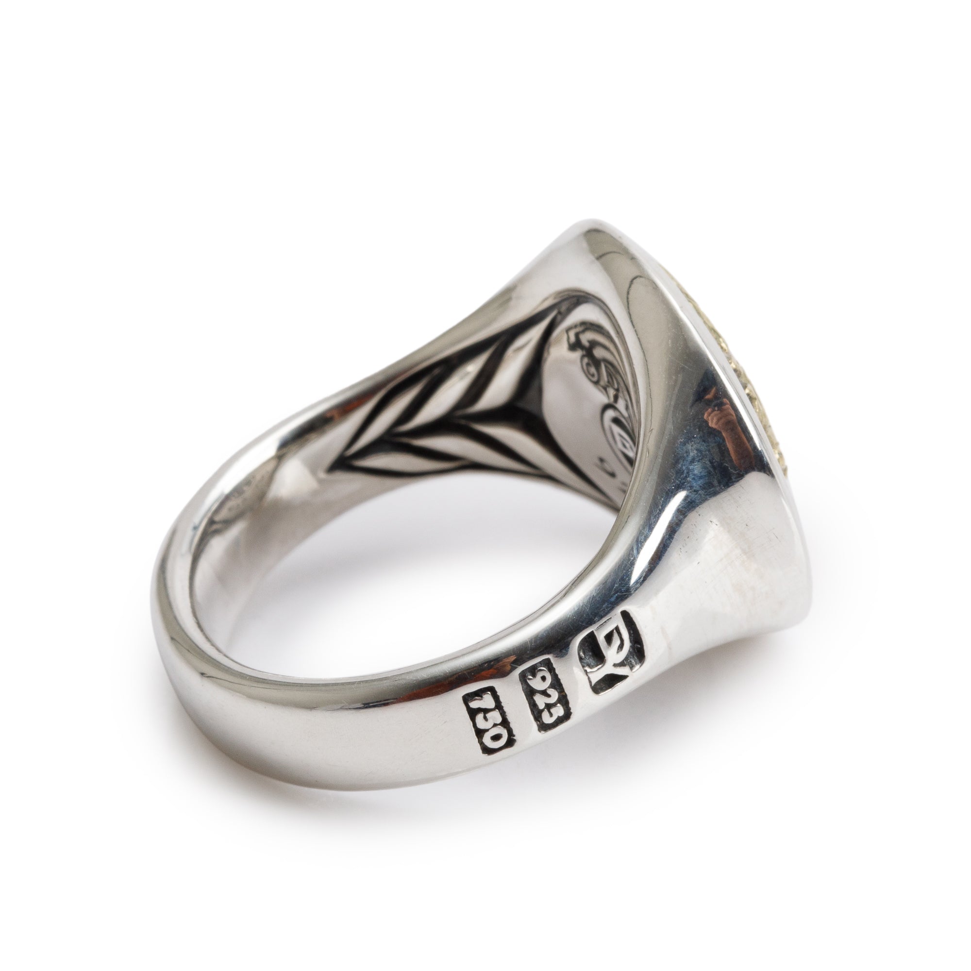 David Yurman Sterling Silver & 18k Yellow Gold Petrvs Lion Pinky Ring, Size 9