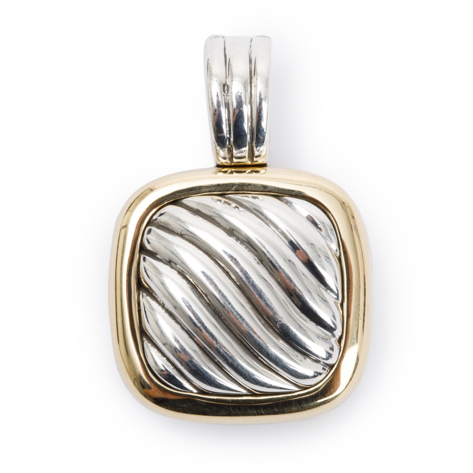 David Yurman Sterling Silver & 18k Yellow Gold Sculpted Cable Locket Pendant