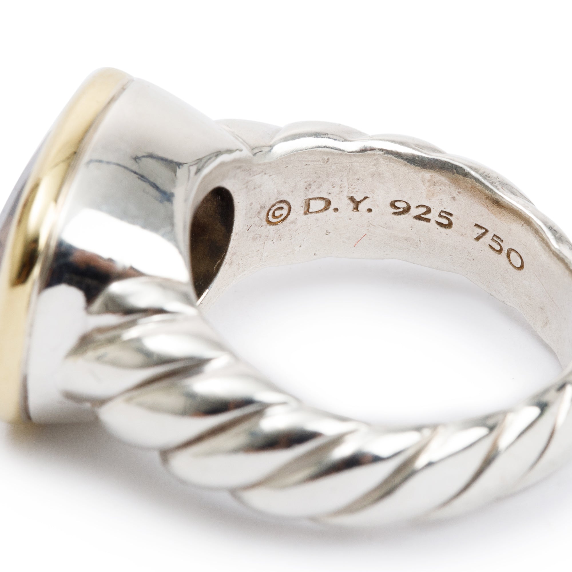 David Yurman Sterling Silver & 18k Yellow Gold Smoky Quartz Noblesse Cocktail Ring, Size 6