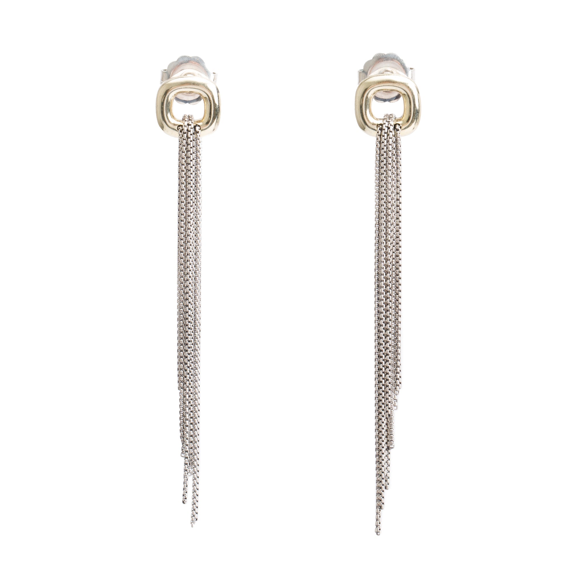 David Yurman Sterling Silver & 18k Yellow Gold Tassel Drop Earrings
