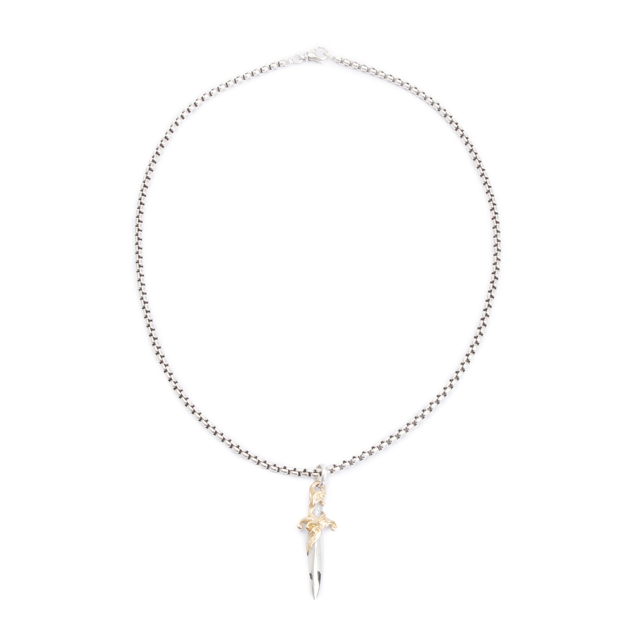 David Yurman Sterling Silver & 18k Yellow Gold Waves Dagger Amulet Necklace