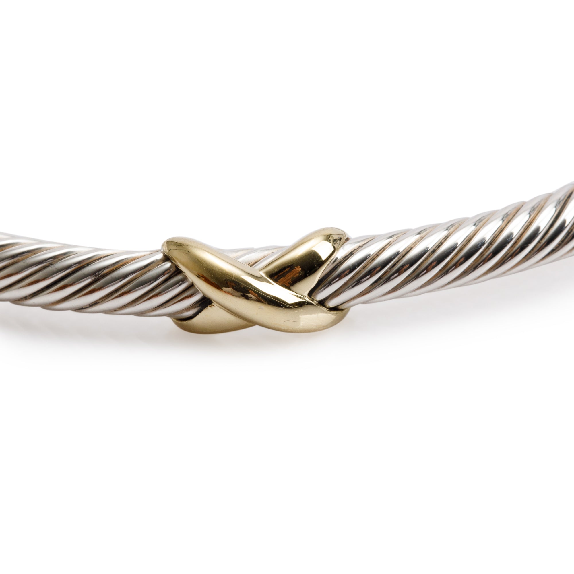 David Yurman Sterling Silver & 18k Yellow Gold X Classic 4 MM Cable Bracelet