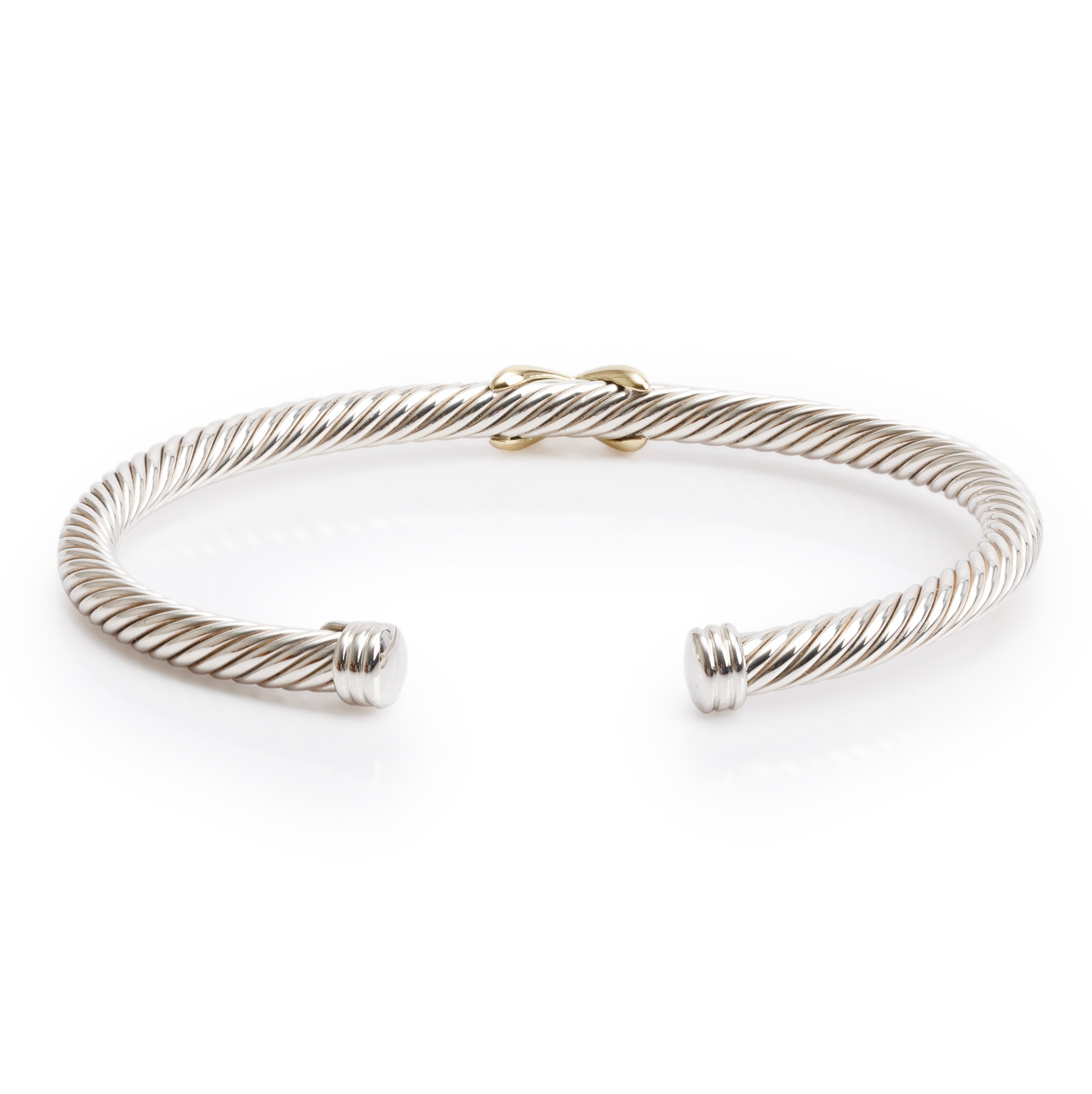 David Yurman Sterling Silver & 18k Yellow Gold X Classic 4 MM Cable Bracelet