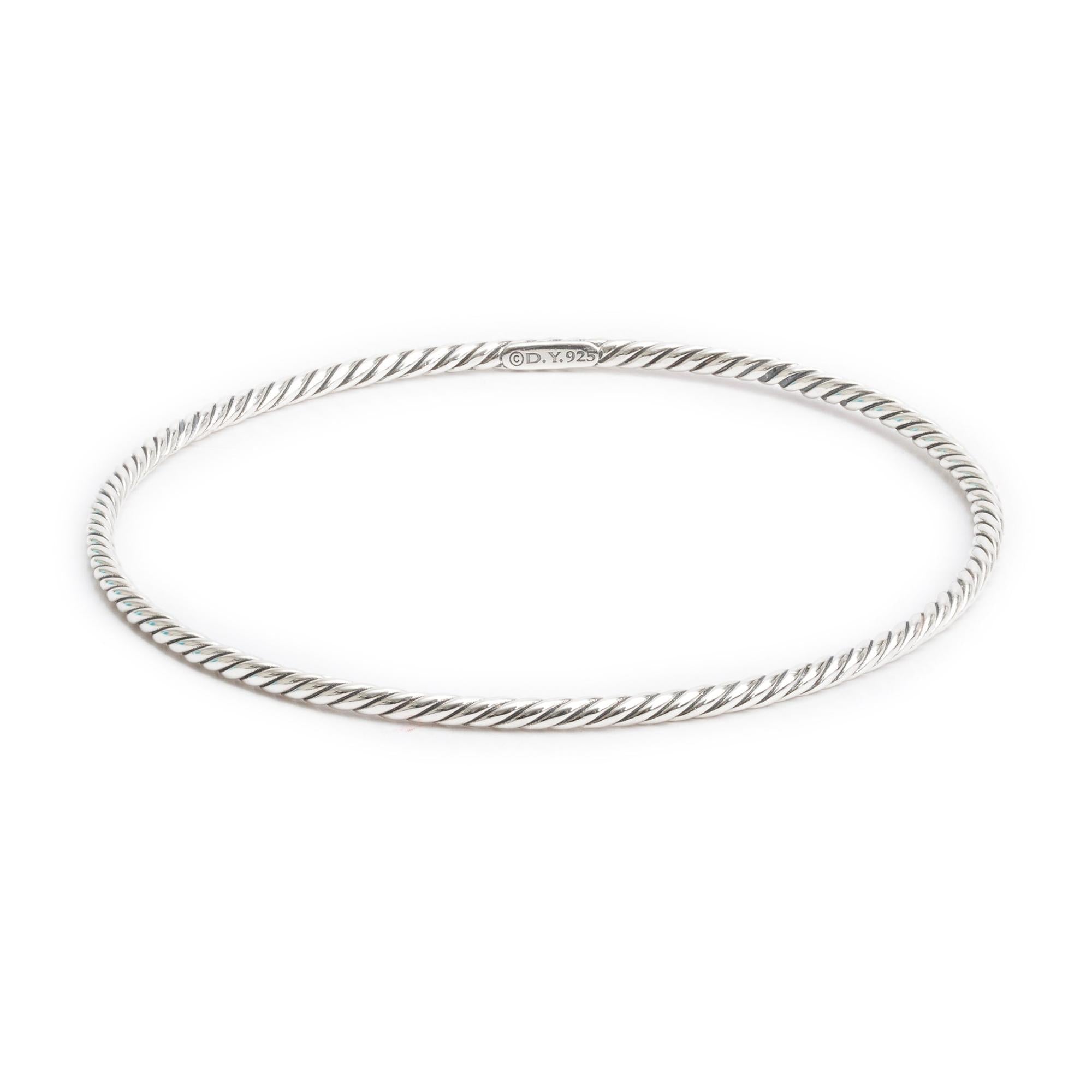 David Yurman Sterling Silver 2.5 MM Cable Classics Bangle Bracelet