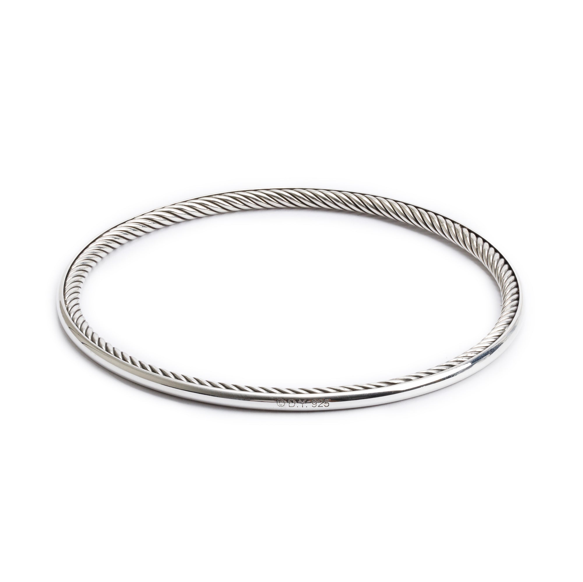 David Yurman Sterling Silver 3 MM Sculpted Cable Bangle Bracelet