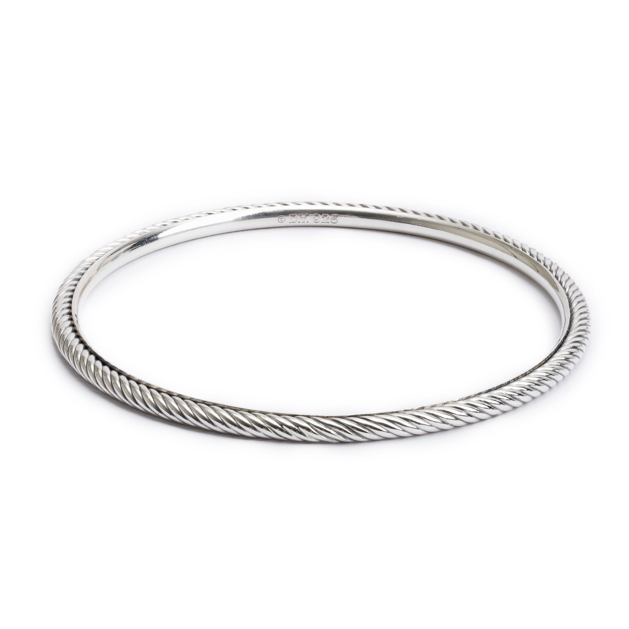 David Yurman Sterling Silver 3 MM Sculpted Cable Bangle Bracelet