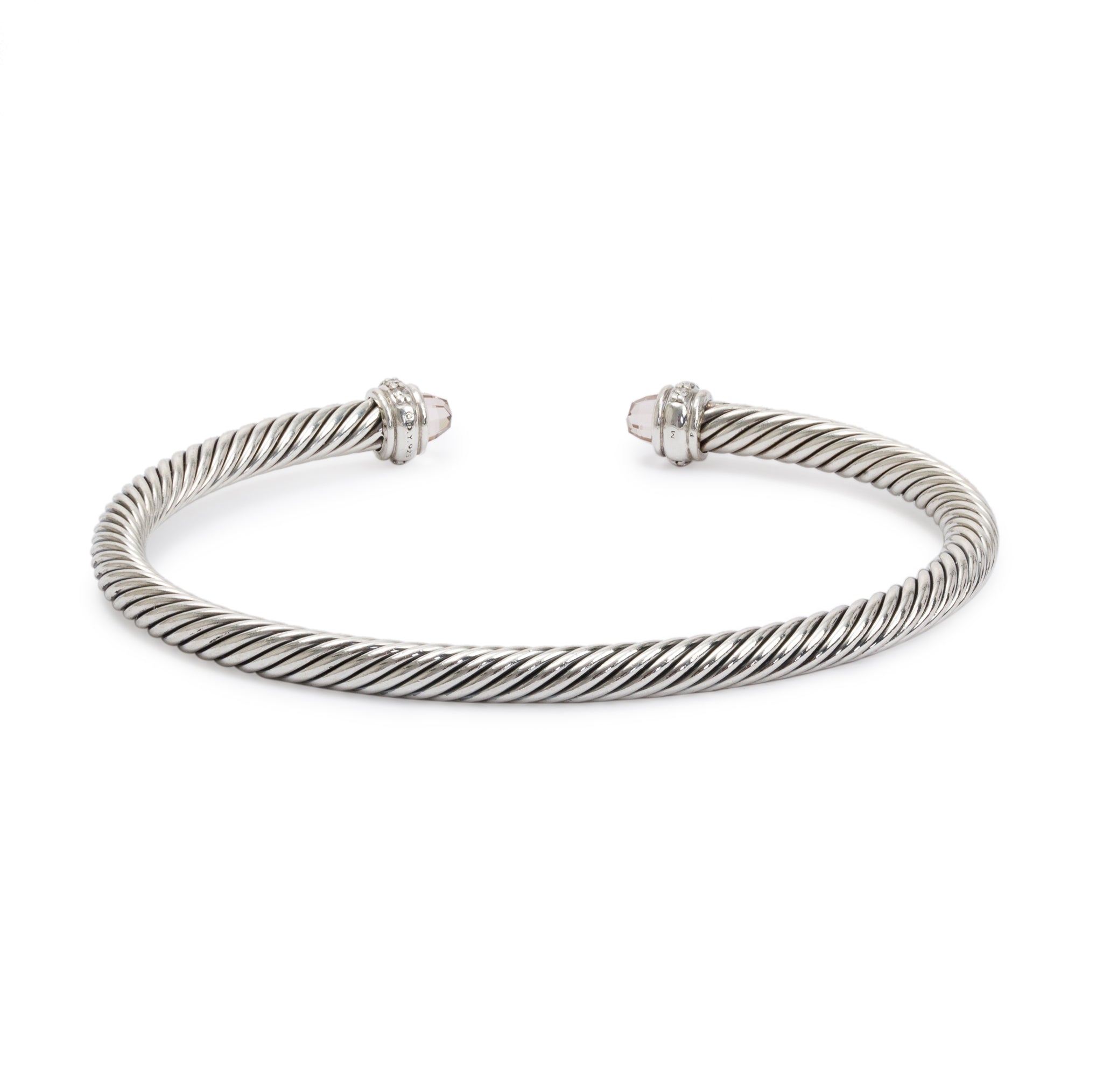 David Yurman Sterling Silver 4 MM Cable Classics Bracelet with Morganite & Diamonds
