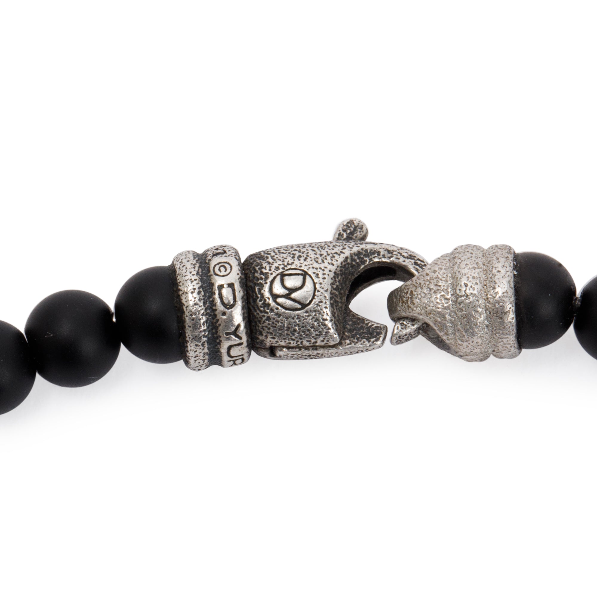 David Yurman Sterling Silver 5 MM Black Onyx Spiritual Bead Necklace
