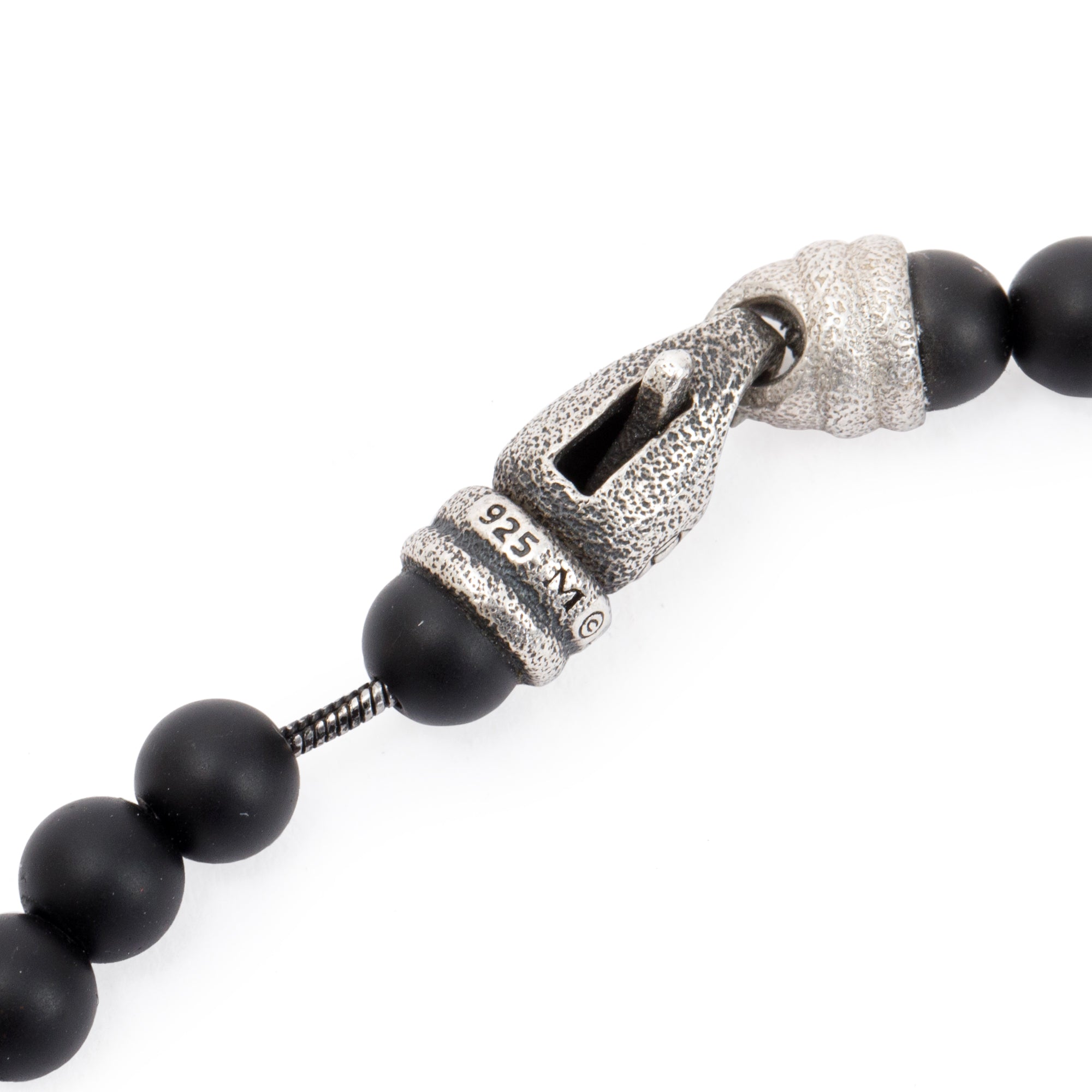 David Yurman Sterling Silver 5 MM Black Onyx Spiritual Bead Necklace