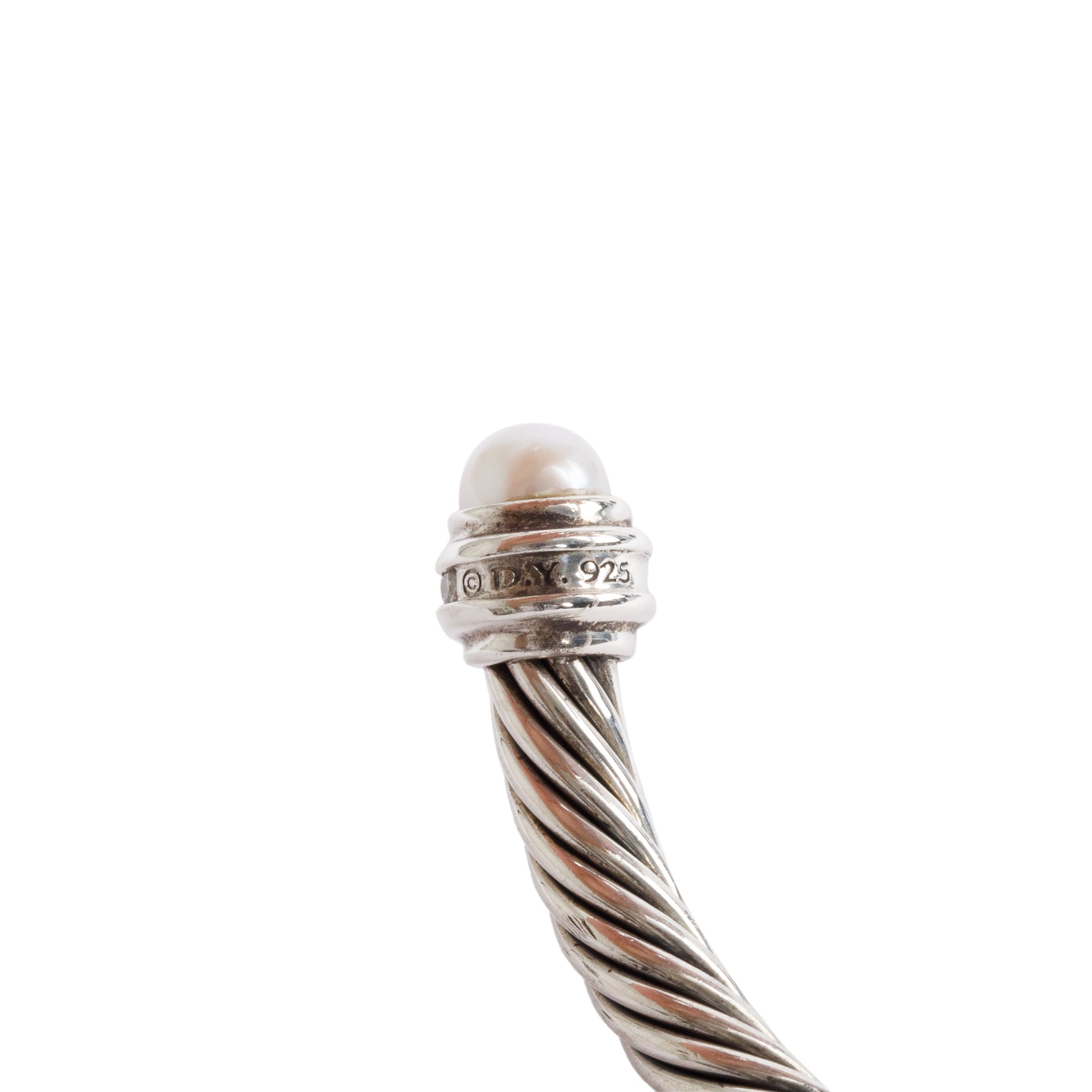 David Yurman Sterling Silver 5 MM Cable Classics Bracelet with Pearls & Diamonds