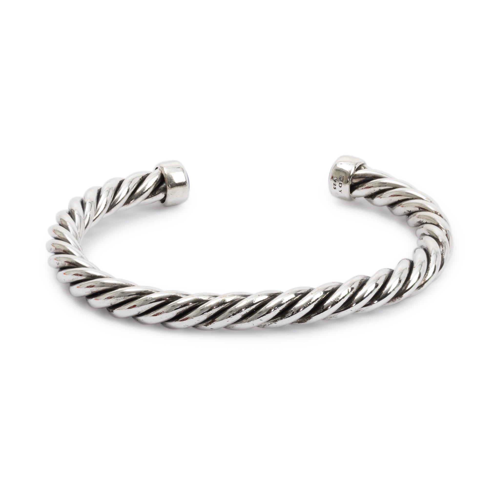 David Yurman Sterling Silver 6MM Cable Cuff Bracelet with Lapis Lazuli