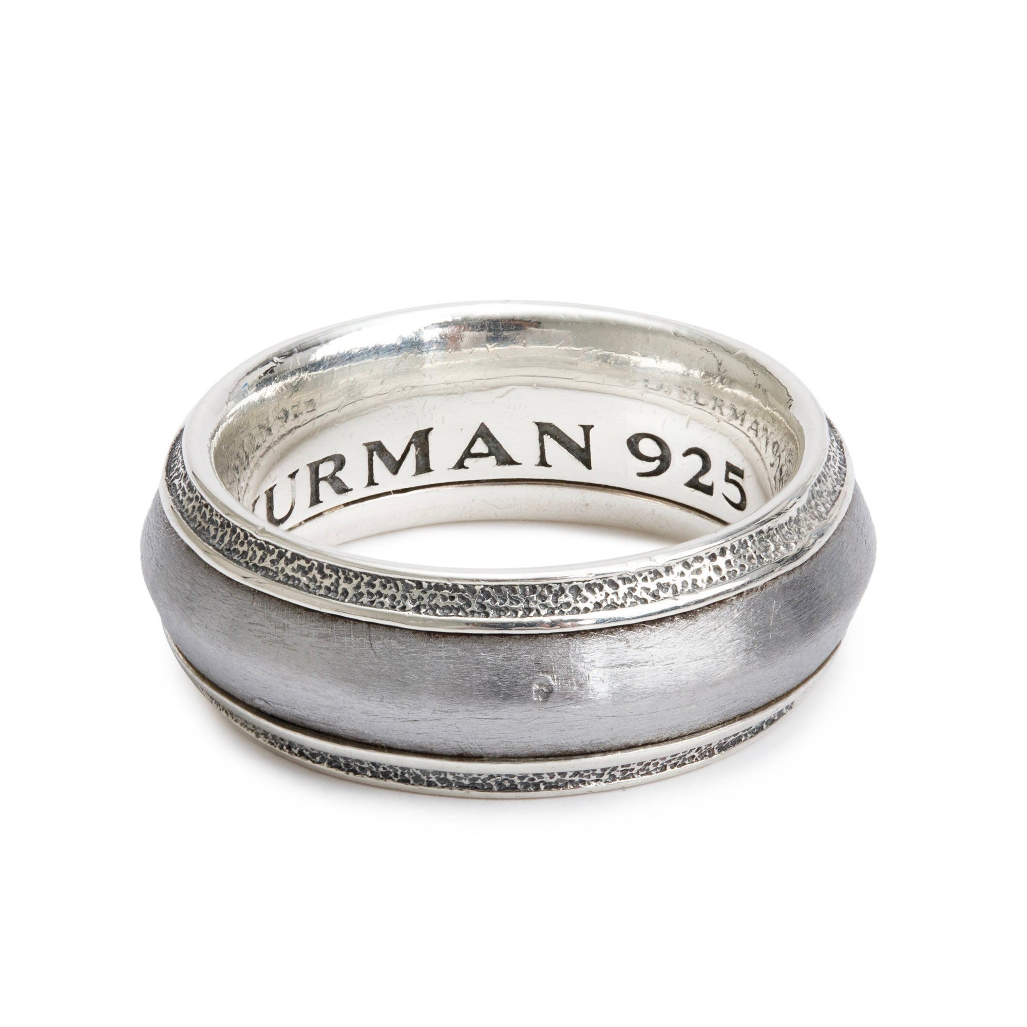 David Yurman Sterling Silver 8 MM Meteorite Knife Edge Band Ring, Size 7