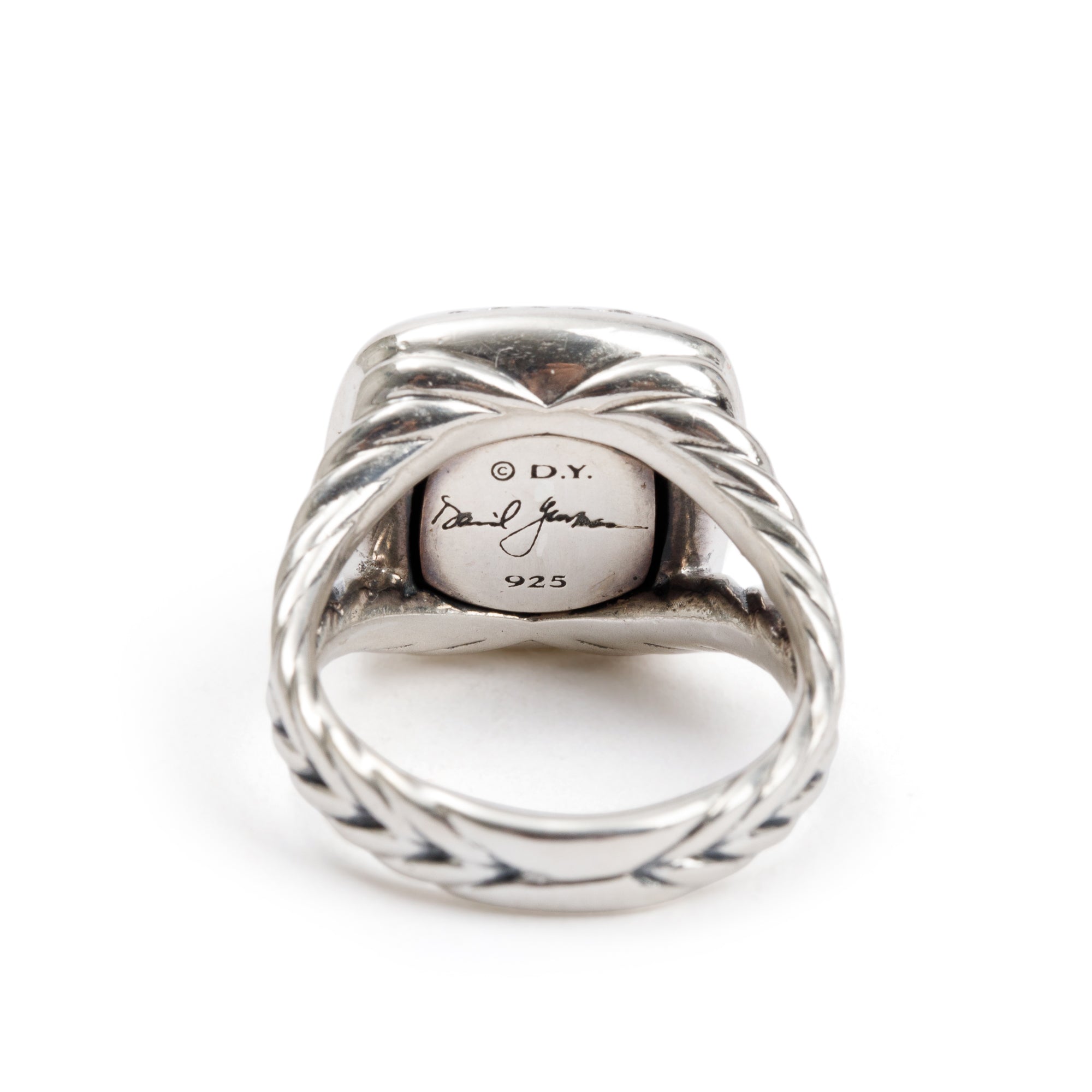 David Yurman Sterling Silver Albion Ring with Black Orchid & Diamonds, Size 6