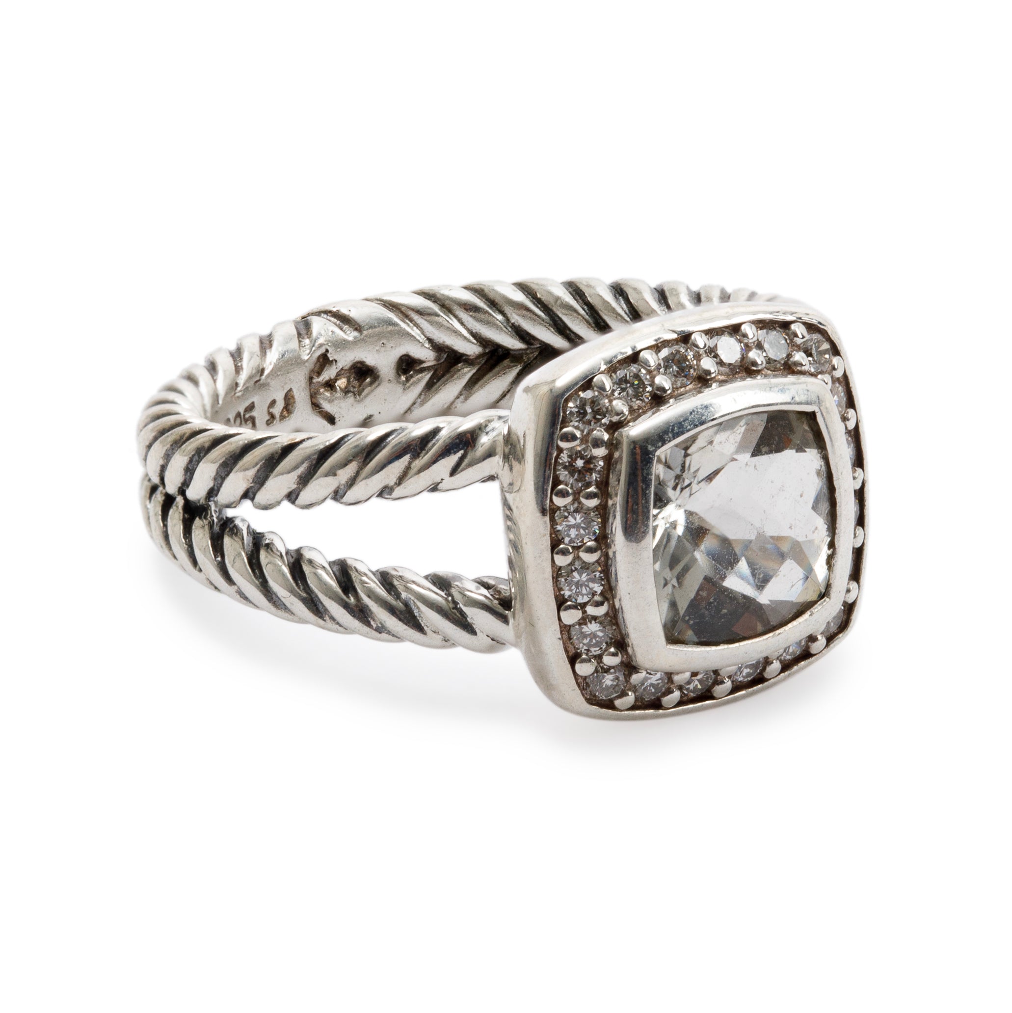 David Yurman Sterling Silver Albion Ring with Quartz and Diamonds