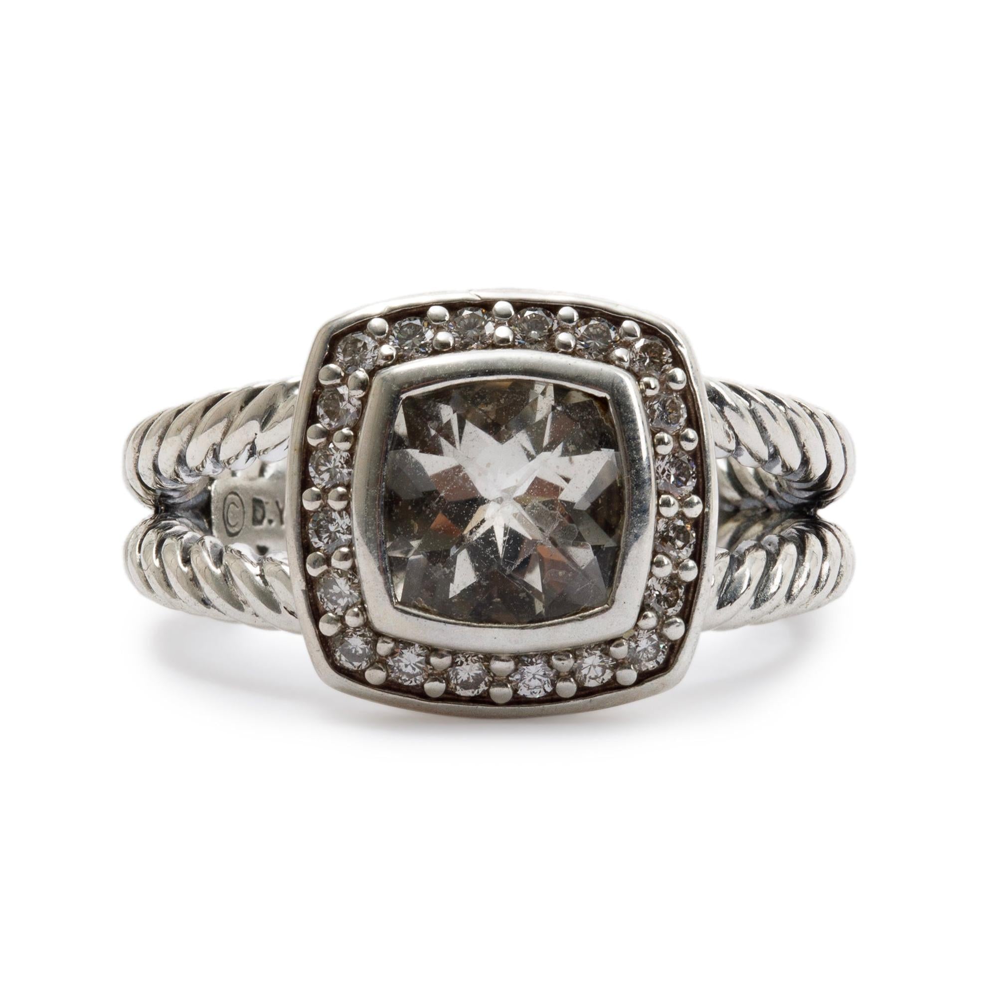 David Yurman Sterling Silver Albion Ring with Quartz and Diamonds