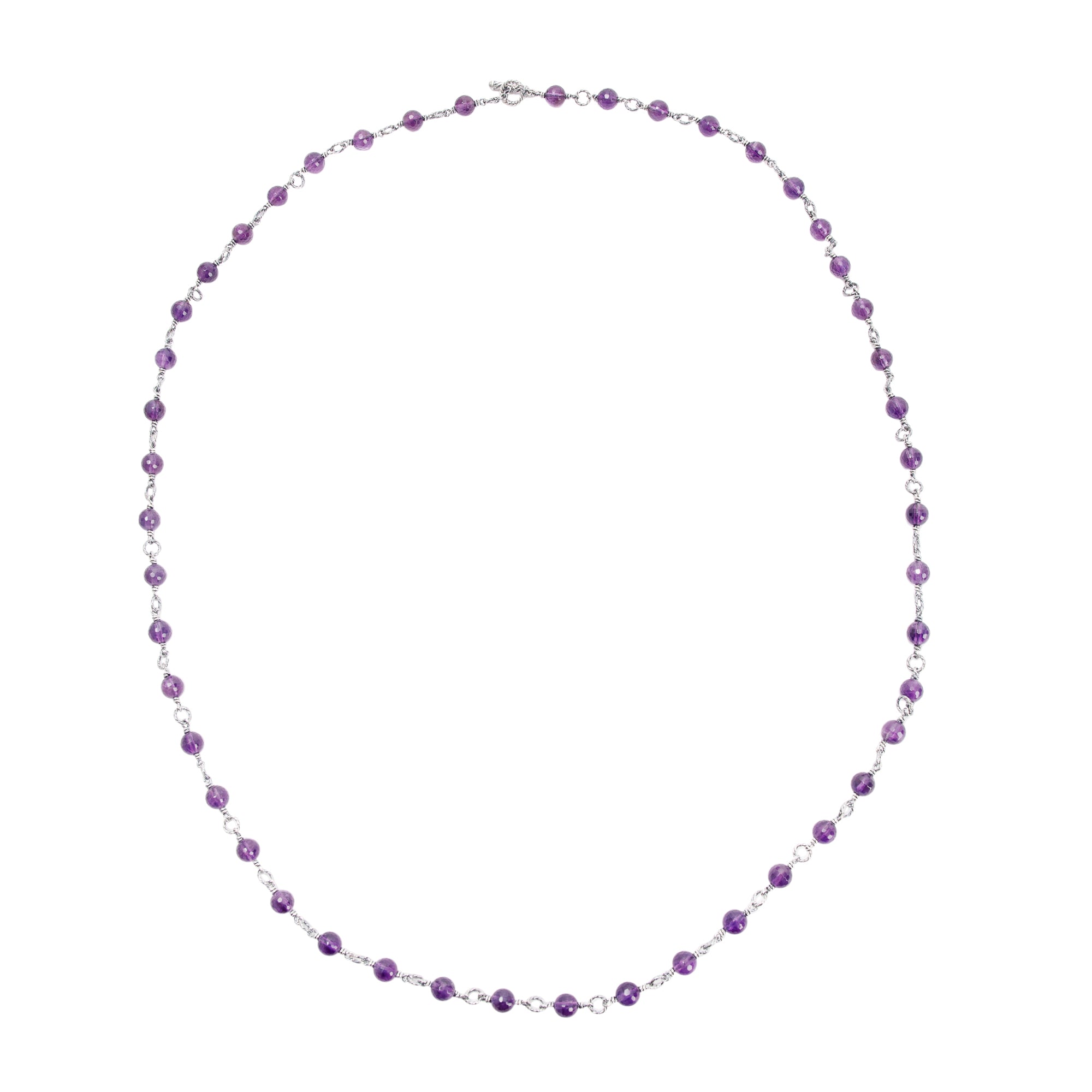 David Yurman Sterling Silver Amethyst Bead Chain Necklace